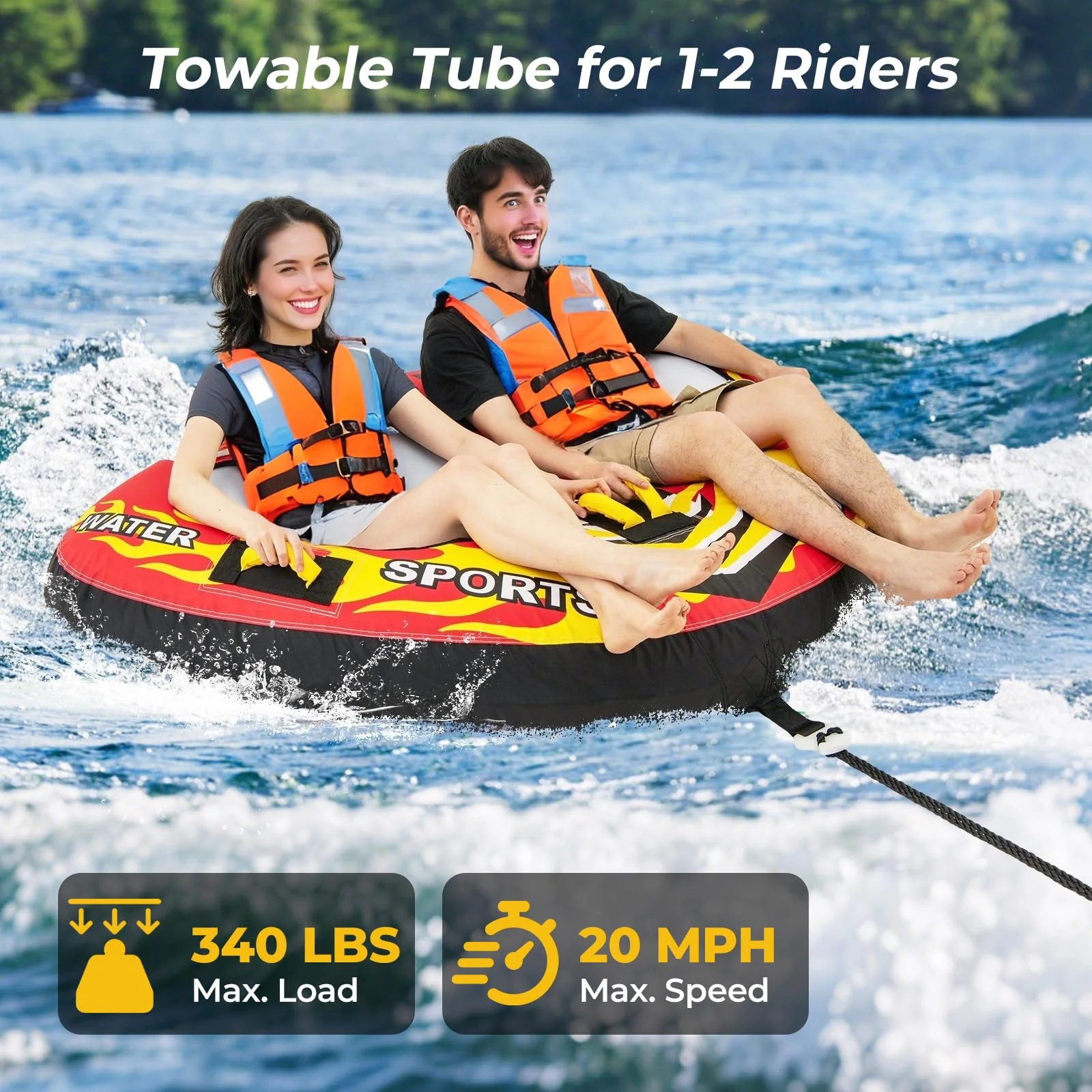 1-2 Person Inflatable Boat Tube with Quick Connector - Image 2