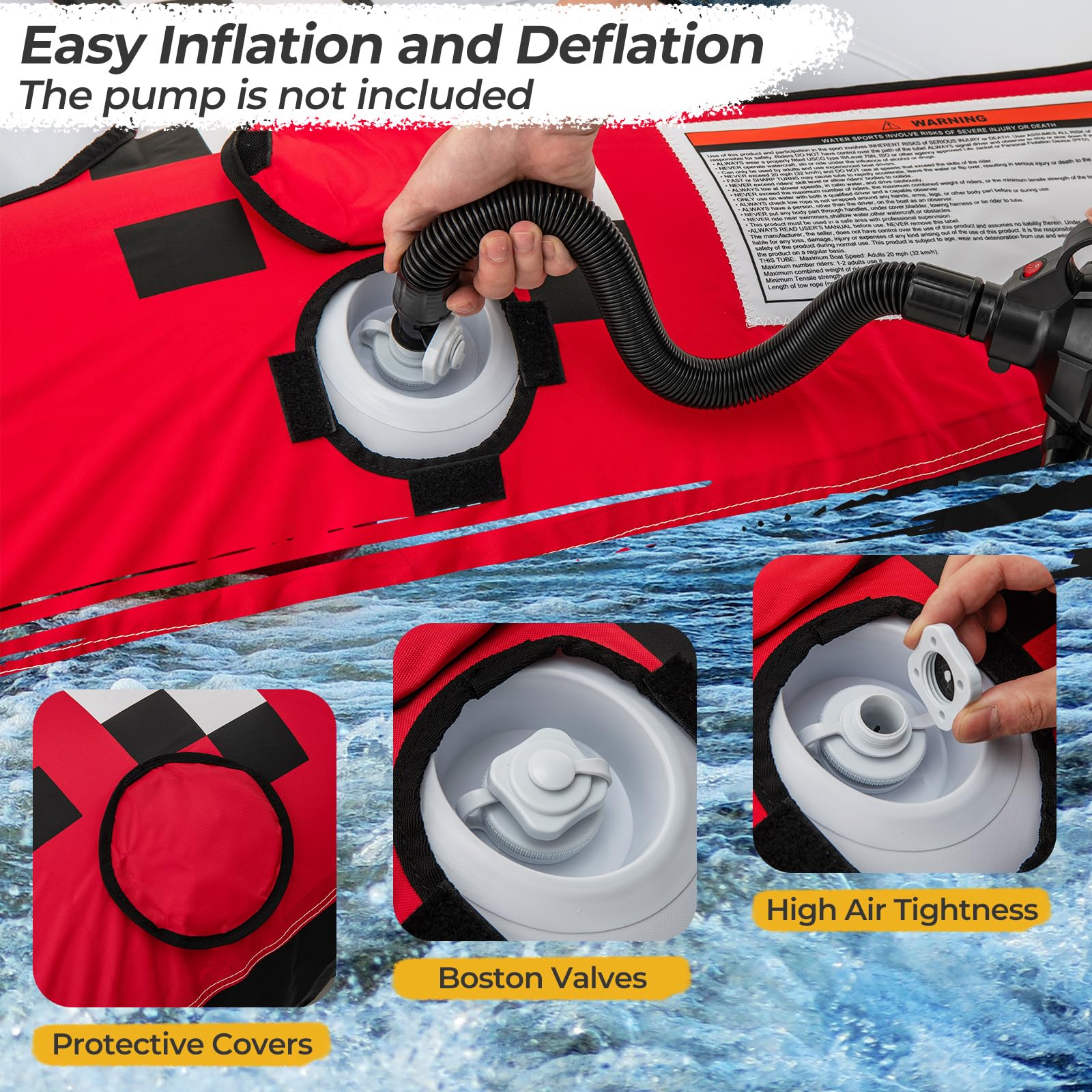 1-2 Person Inflatable Boat Tube with Quick Connector - Image 4