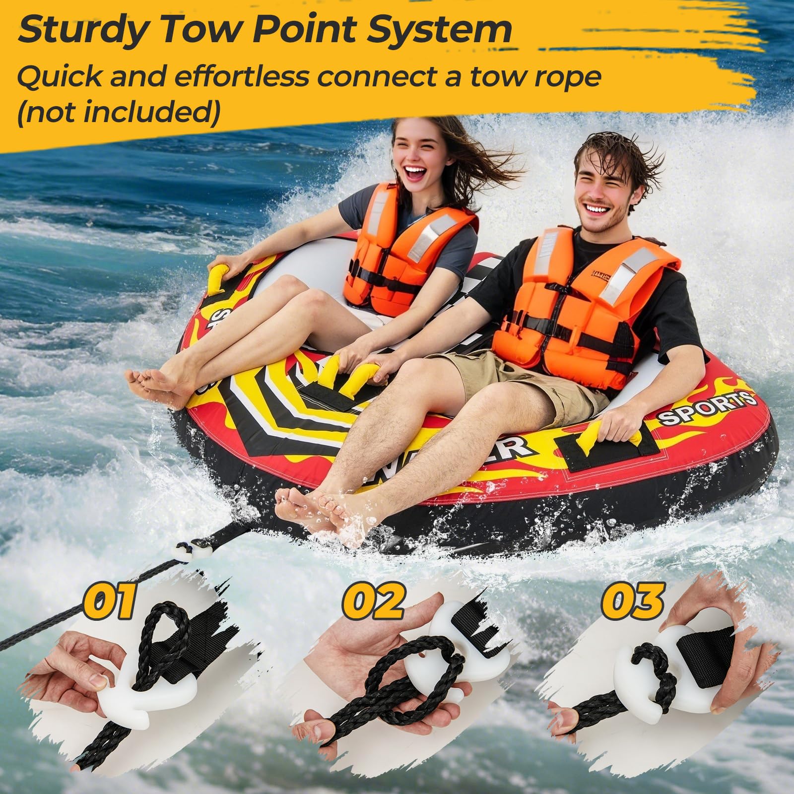 1-2 Person Inflatable Boat Tube with Quick Connector - Image 5