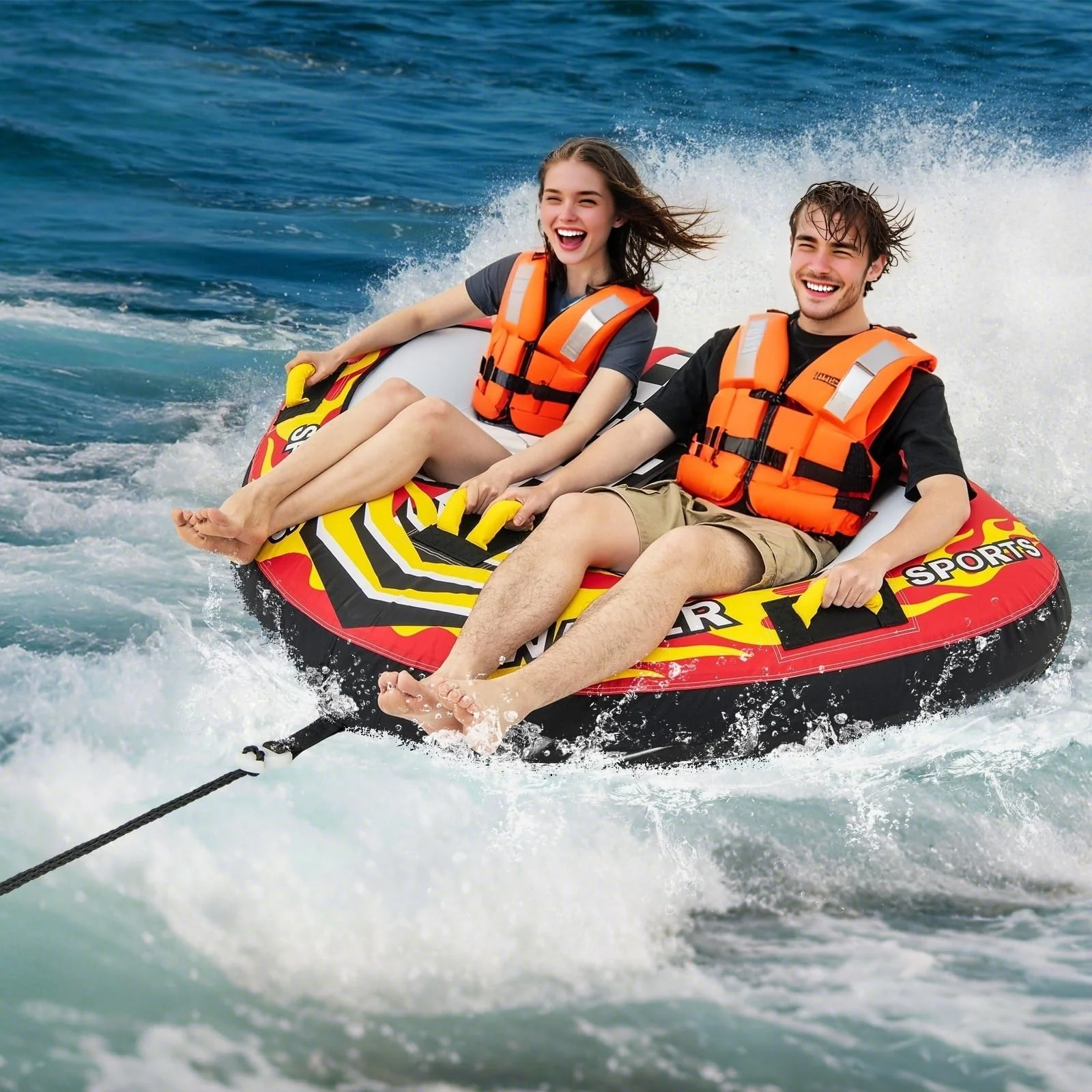 1-2 Person Inflatable Boat Tube with Quick Connector - Image 8