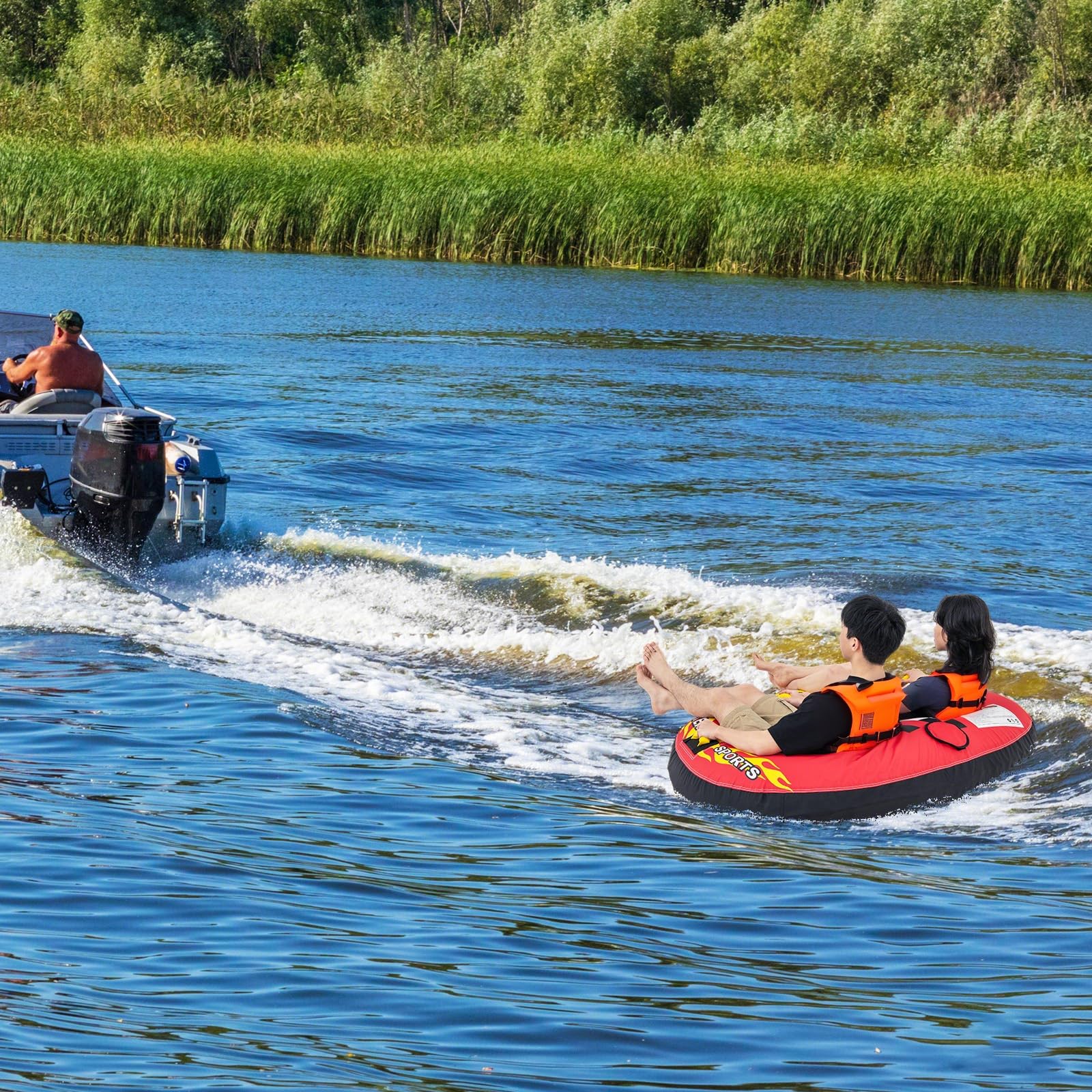 1-2 Person Inflatable Boat Tube with Quick Connector - Image 9