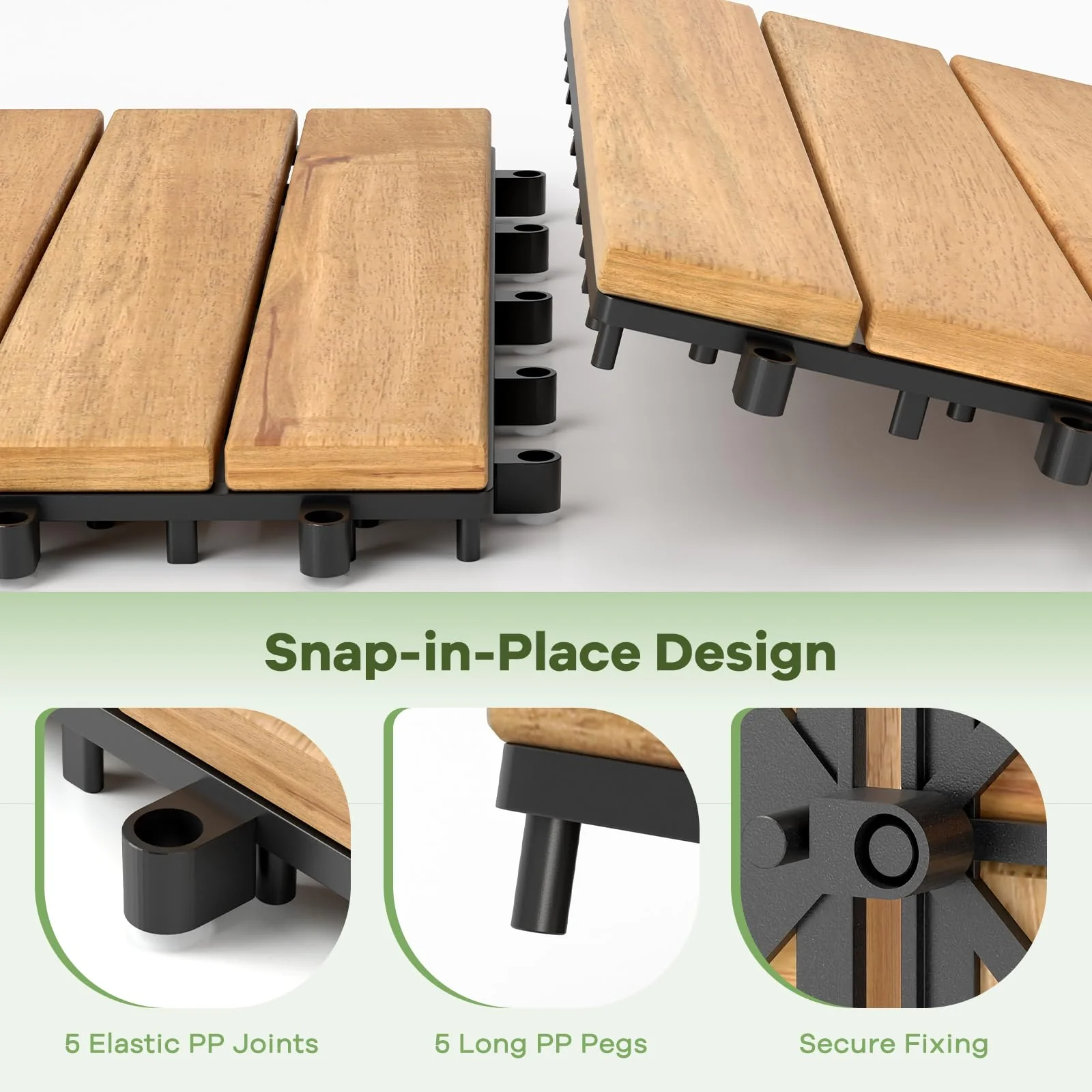 12" x 12" Snap-Lock Outdoor Interlocking Flooring Tiles 30 Pcs - Image 10