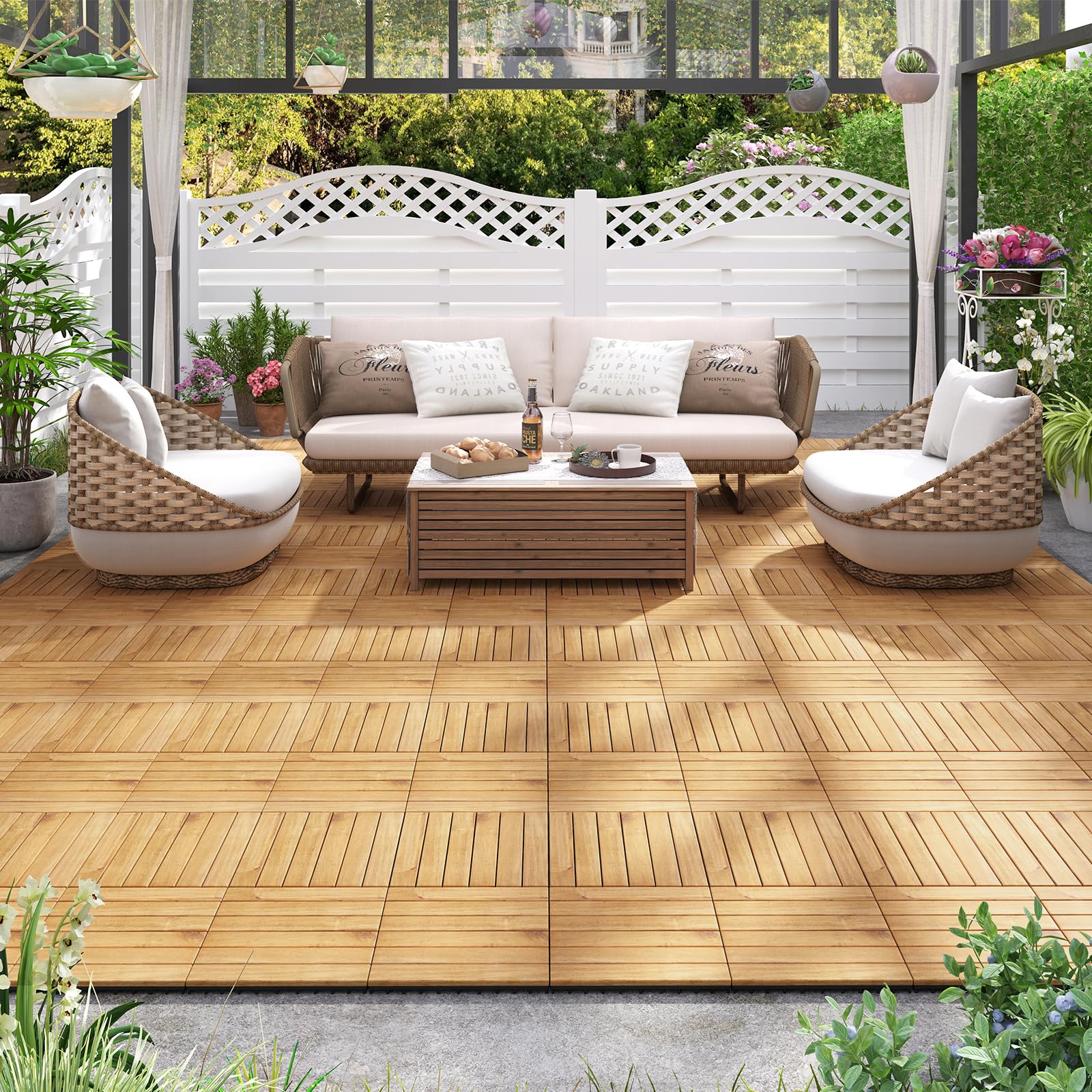12" x 12" Snap-Lock Outdoor Interlocking Flooring Tiles 30 Pcs - Image 17