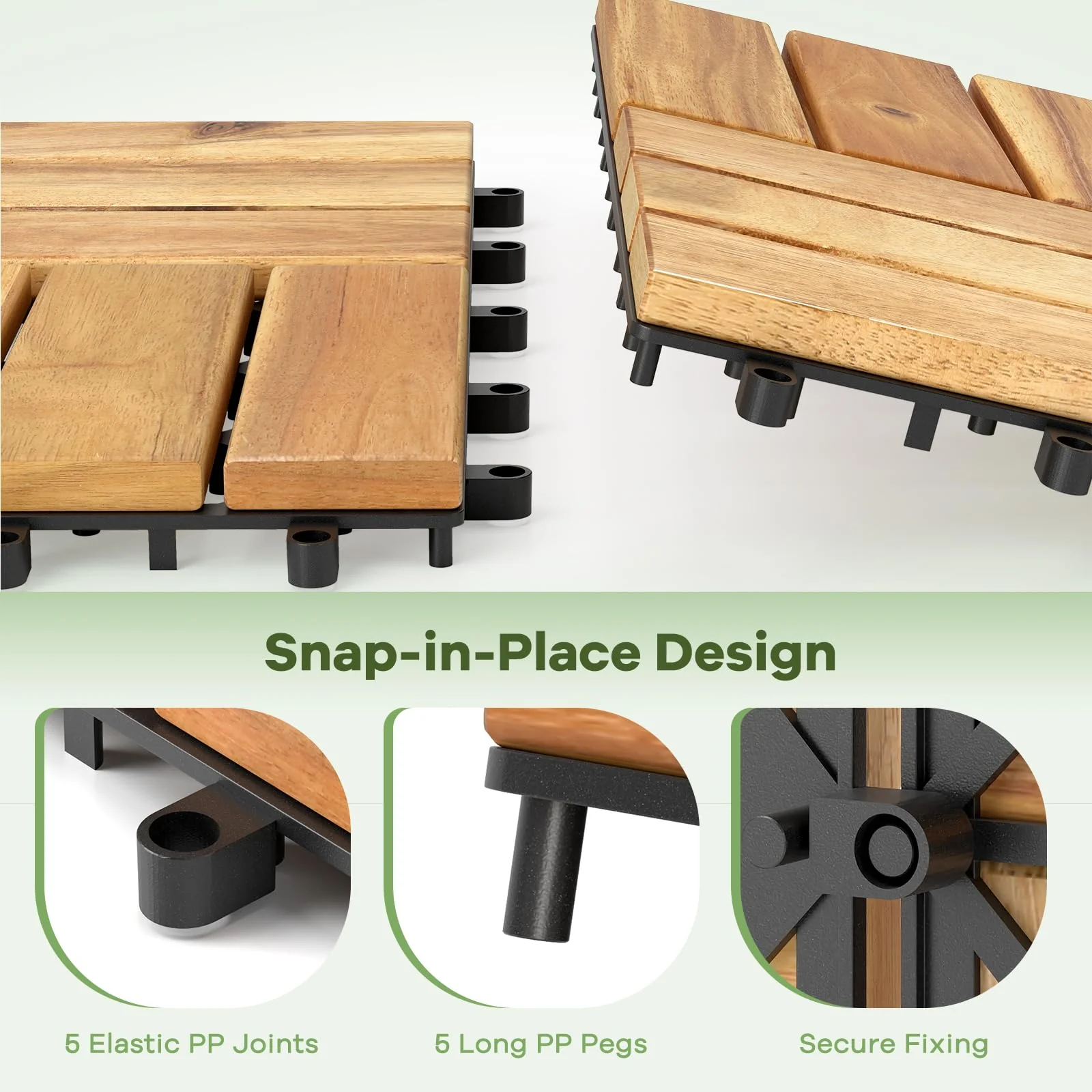12" x 12" Snap-Lock Outdoor Interlocking Flooring Tiles 30 Pcs - Image 4