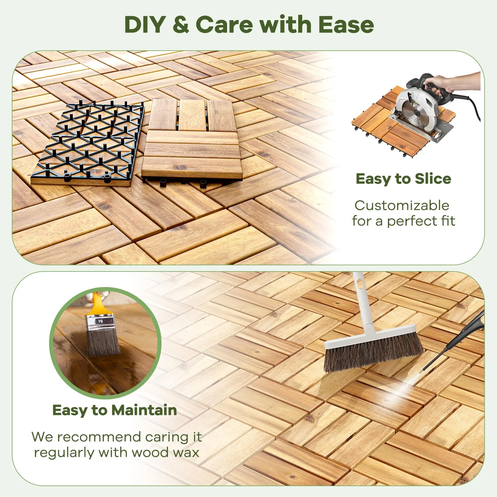12" x 12" Snap-Lock Outdoor Interlocking Flooring Tiles 30 Pcs - Image 5