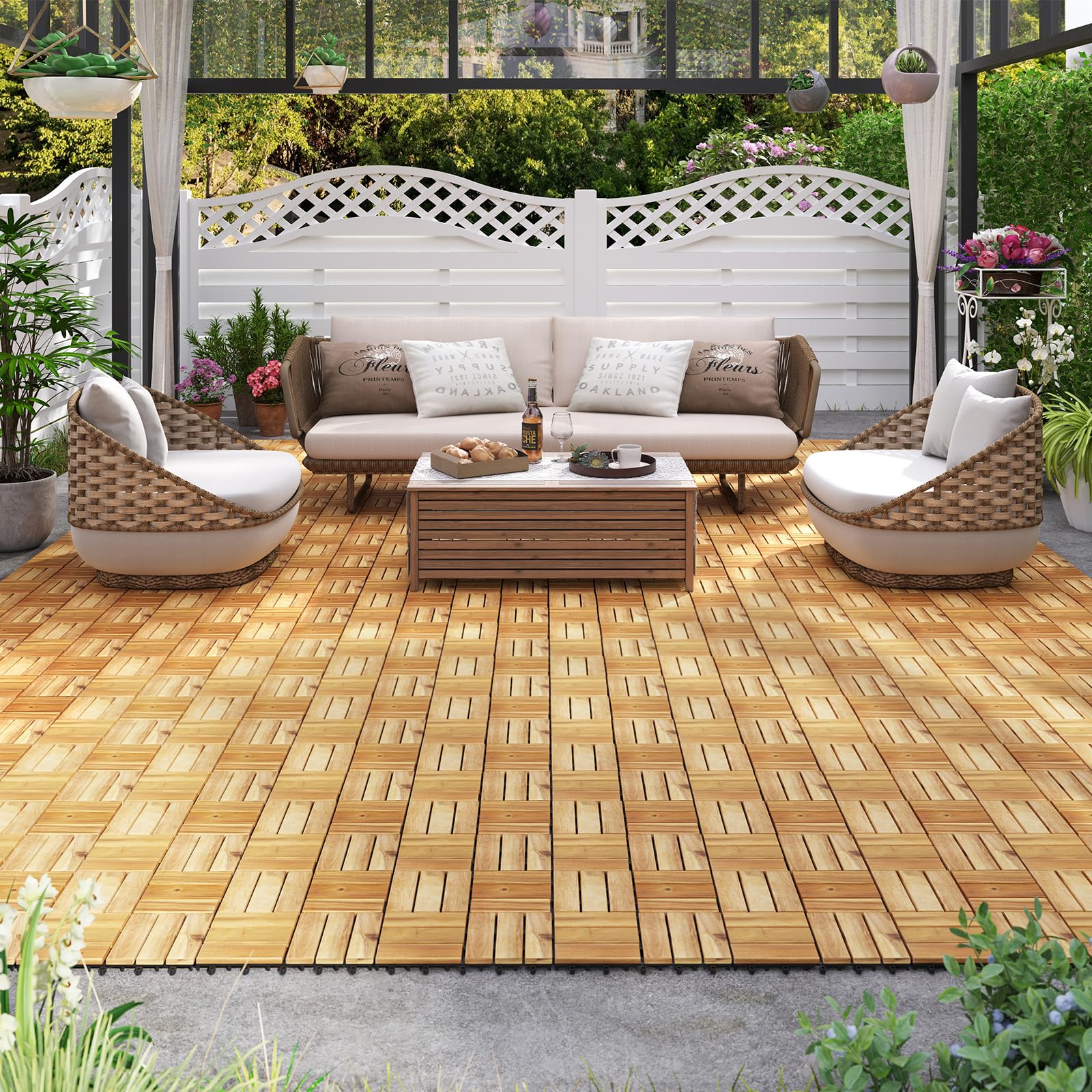 12" x 12" Snap-Lock Outdoor Interlocking Flooring Tiles 30 Pcs - Image 8
