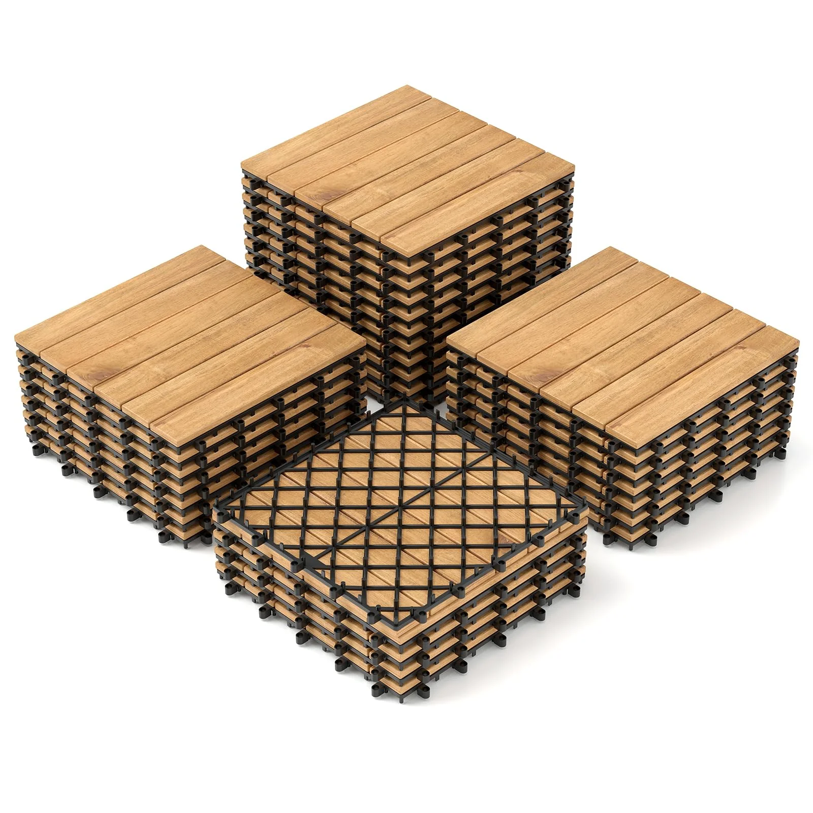 12" x 12" Snap-Lock Outdoor Interlocking Flooring Tiles 30 Pcs - Image 9