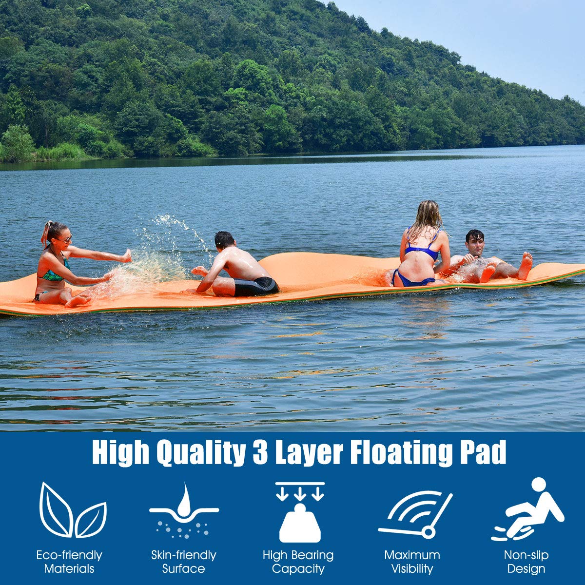 12' x 6' Floating Water Pad, 3-Layer Tear-Resistant XPE Foam Mat - Image 3