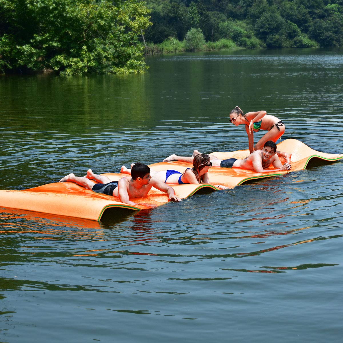 12' x 6' Floating Water Pad, 3-Layer Tear-Resistant XPE Foam Mat - Image 4