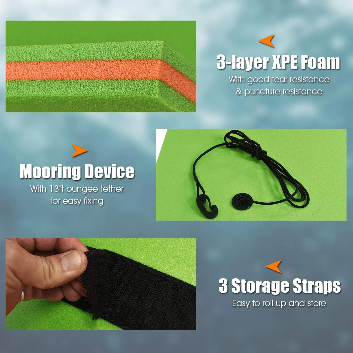 12' x 6' Floating Water Pad, 3-Layer Tear-Resistant XPE Foam Mat - Image 6