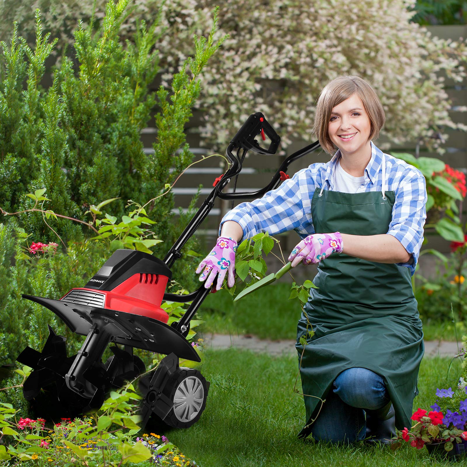 13.5 Amp Corded Electric Tiller and Cultivator, 17-Inch Tiller with 9' Tilling Depth - Image 2