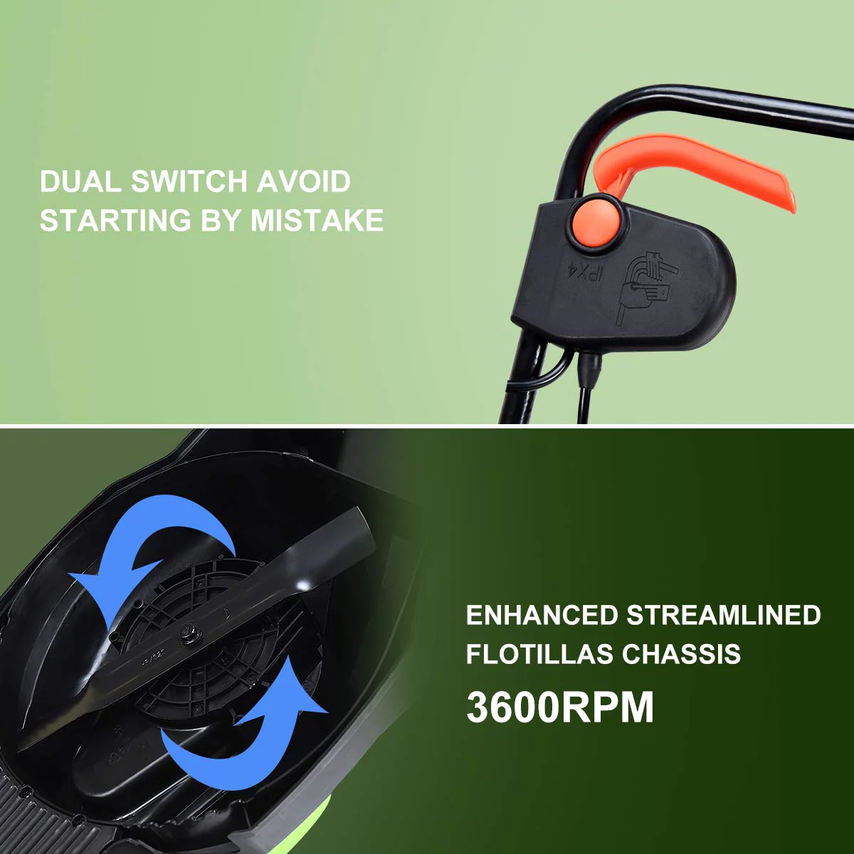 14-Inch 12 Amp Lawn Mower w/Grass Bag Folding Handle Electric Push Lawn Corded Mower - Image 3