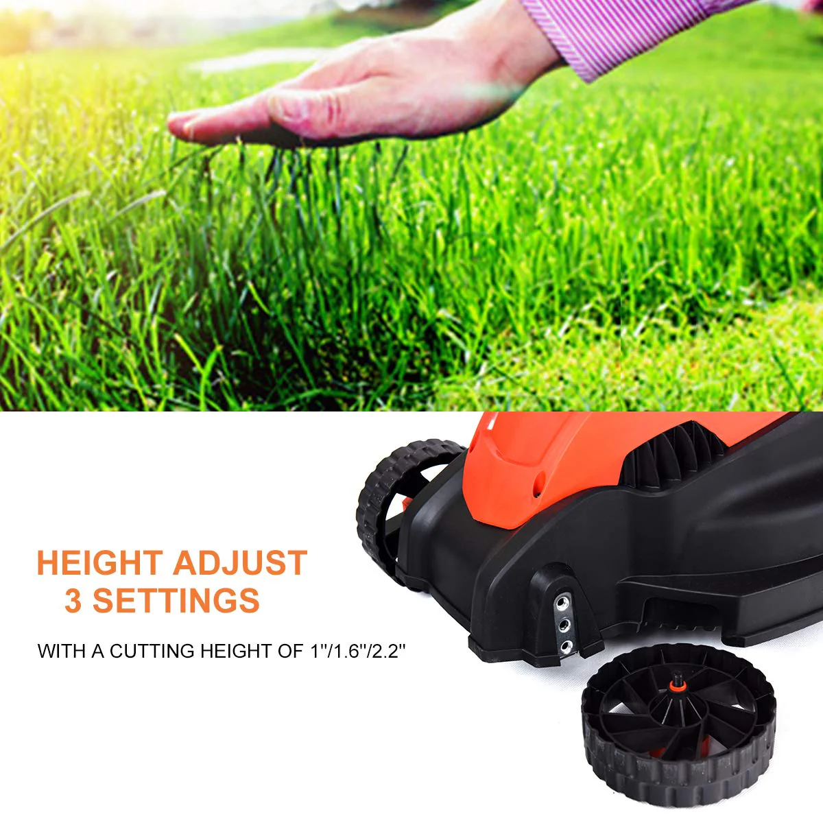 14-Inch 12 Amp Lawn Mower w/Grass Bag Folding Handle Electric Push Lawn Corded Mower - Image 6