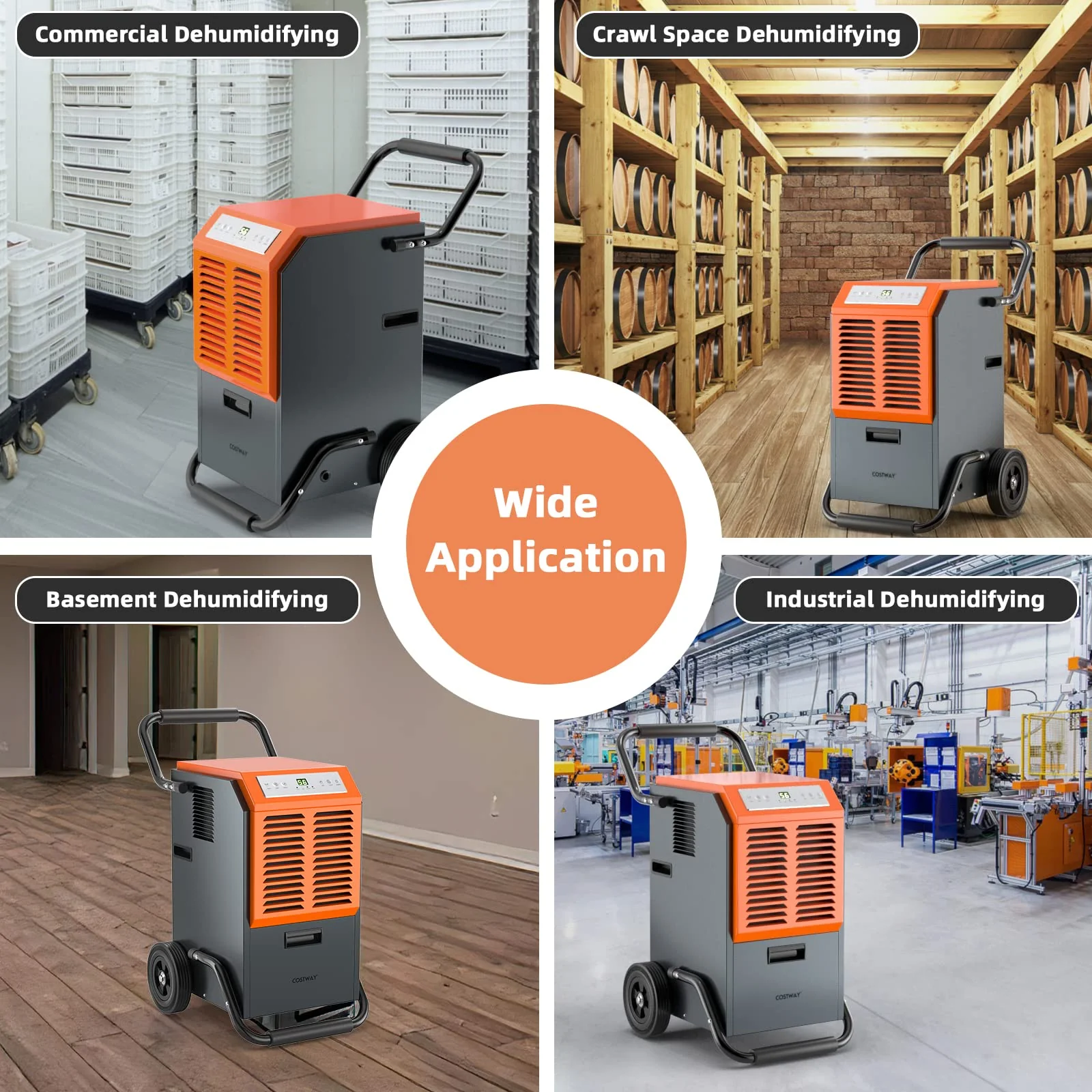 140 pints Commercial Dehumidifier, Industrial Dehumidifier with 1.45 Gallon Water Tank & Drainage Pipe - Image 8