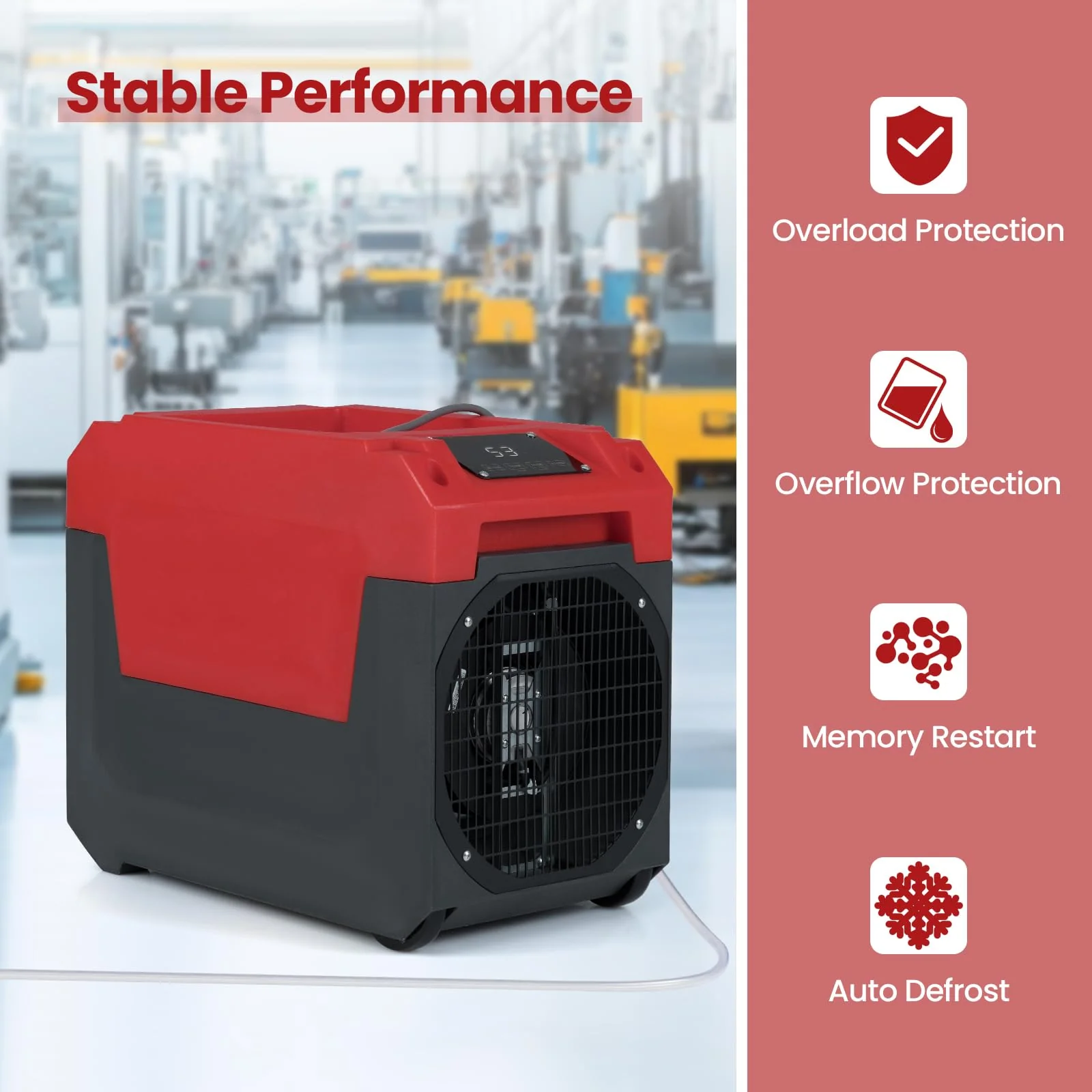 140 Pints Commercial Dehumidifier with Pump, Portable Industrial Dehumidifier with Drain Hose for Basements - Image 5