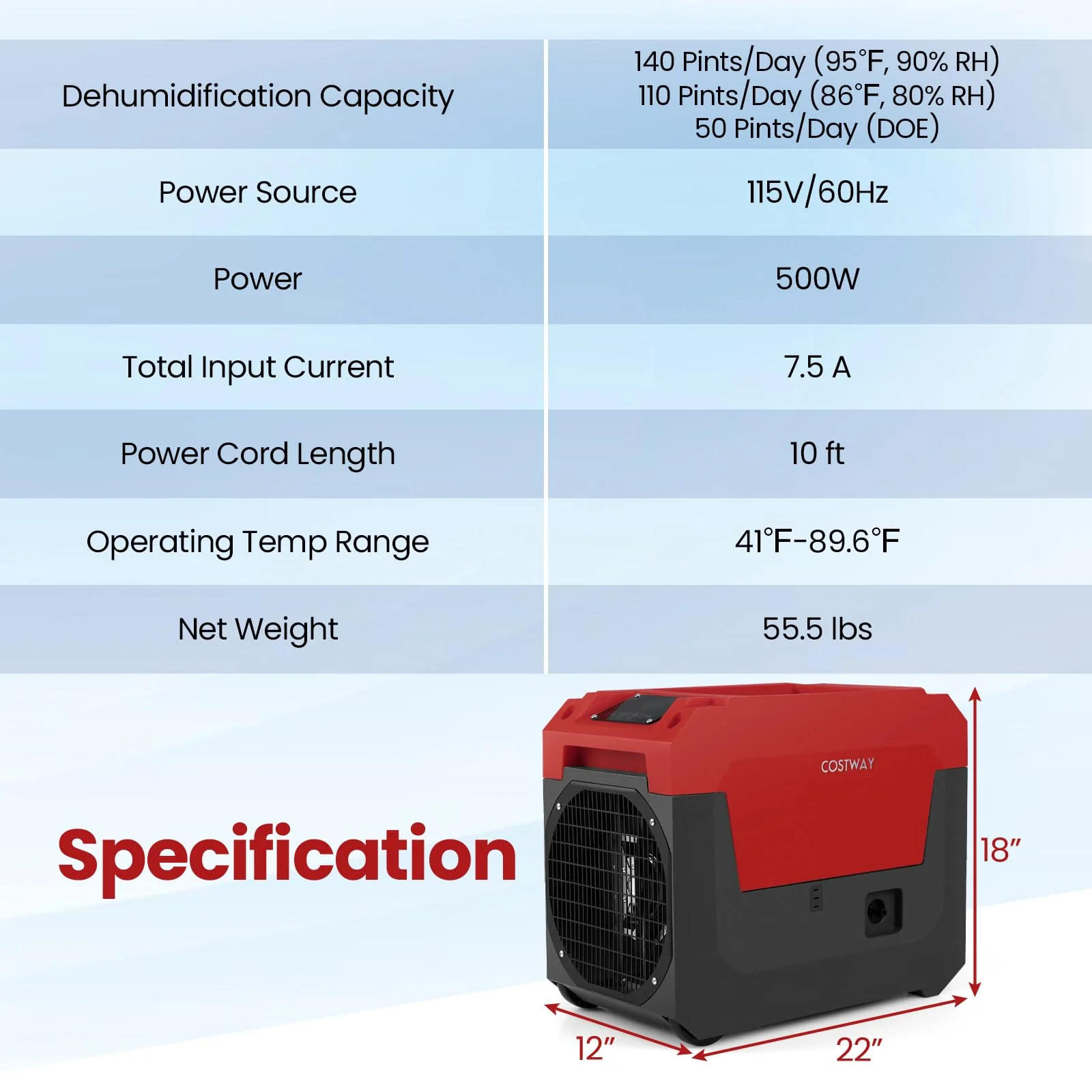 140 Pints Commercial Dehumidifier with Pump, Portable Industrial Dehumidifier with Drain Hose for Basements - Image 8