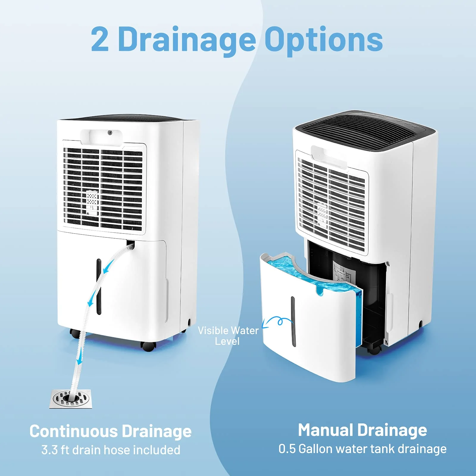 1500 Sq. Ft Portable 30 Pints, Dehumidifier with 3 Modes, 2 Speeds, 24H Timer, 0.5 Gallon Water Tank - Image 3