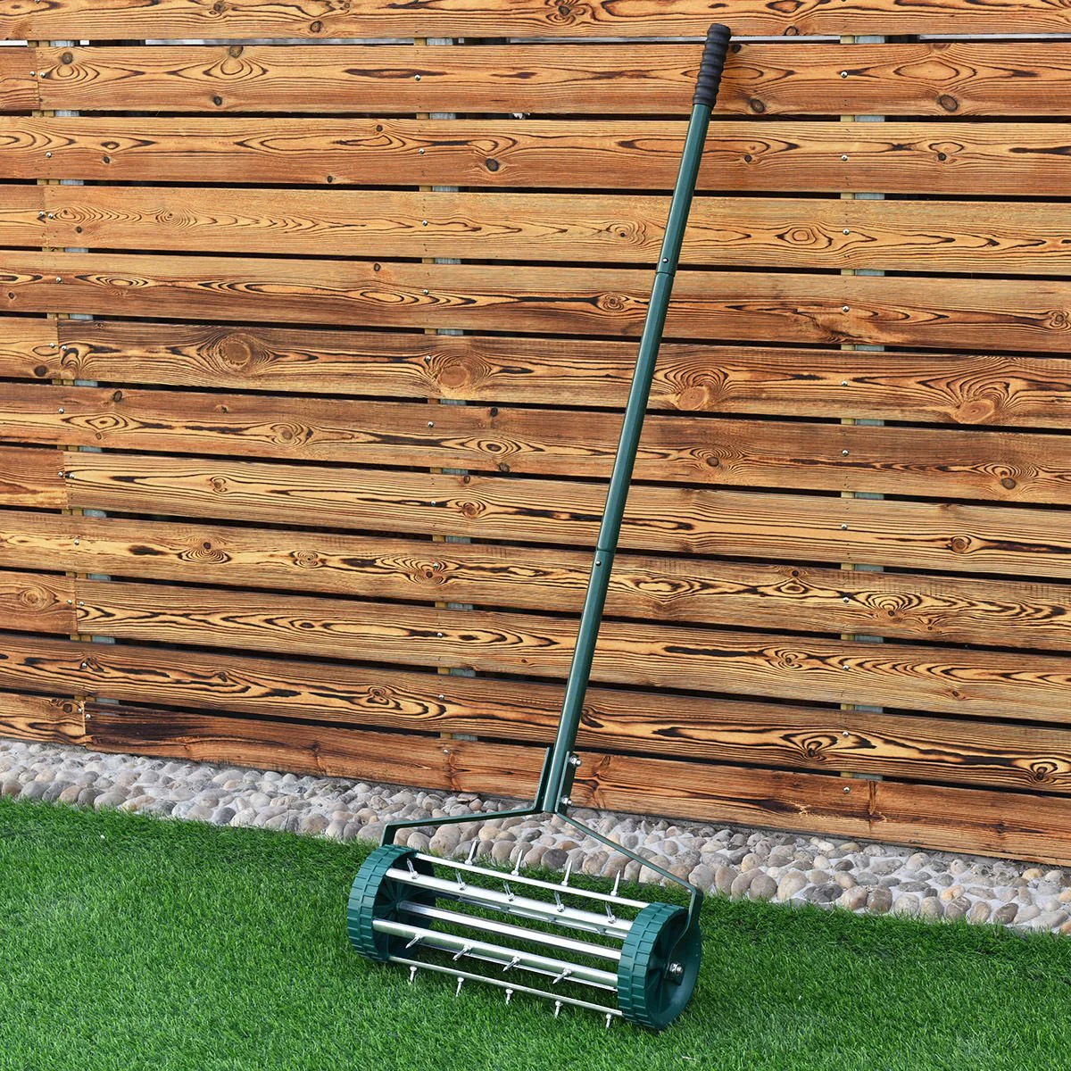 18-inch Rolling Lawn Aerator Garden Yard Rotary Push Tine Spike Soil Aeration Heavy Duty - Image 6