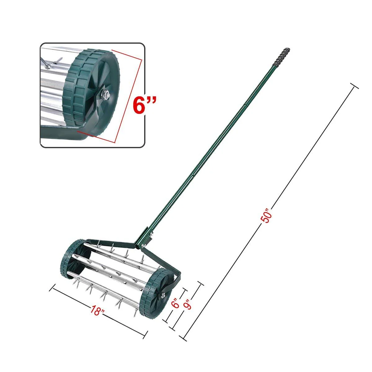 18-inch Rolling Lawn Aerator Garden Yard Rotary Push Tine Spike Soil Aeration Heavy Duty - Image 8
