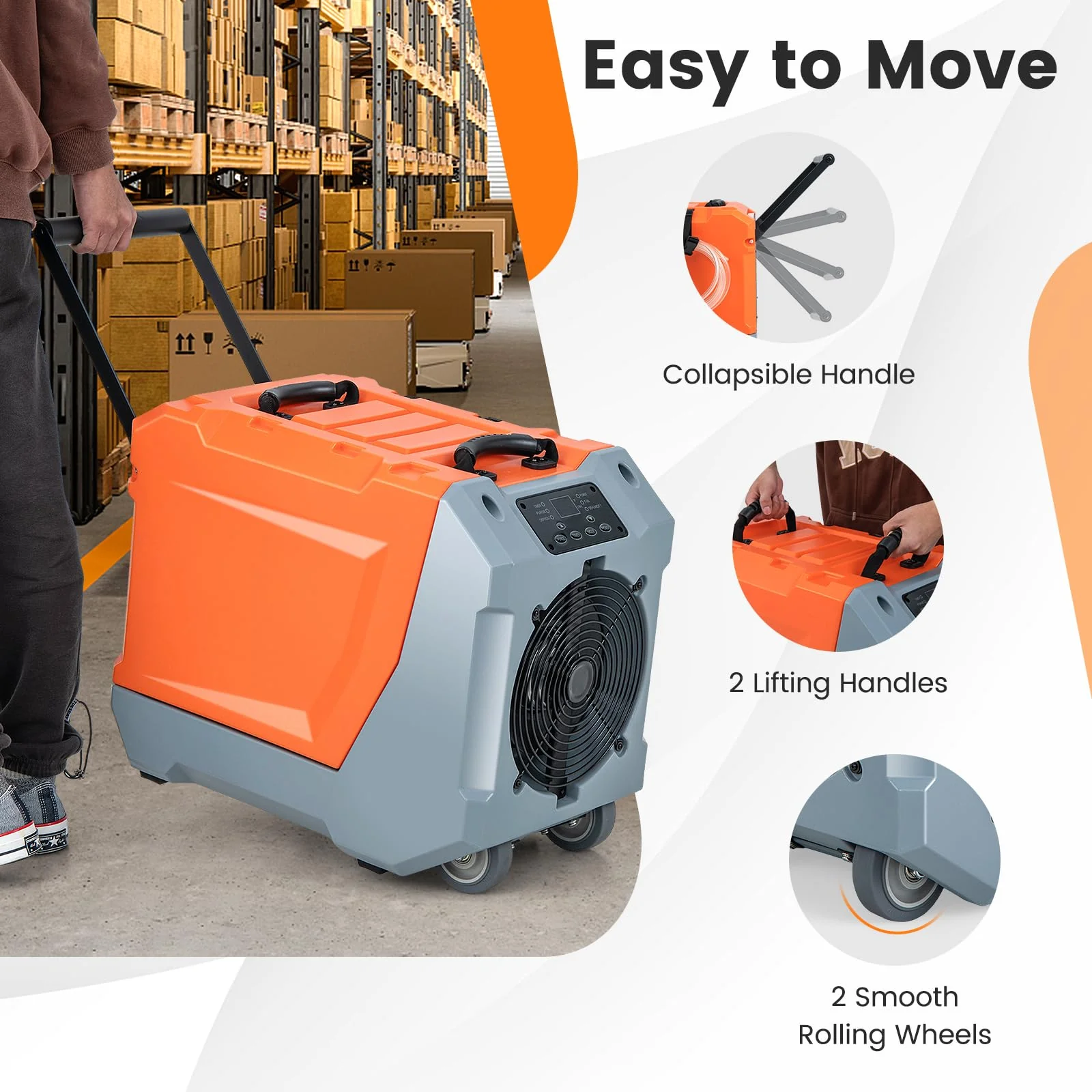 180 PPD Crawl Space Dehumidifier with Pump, Drain Hose, Auto Defrost, 6,000 Sq. Ft Commercial Dehumidifier for Basement - Image 3