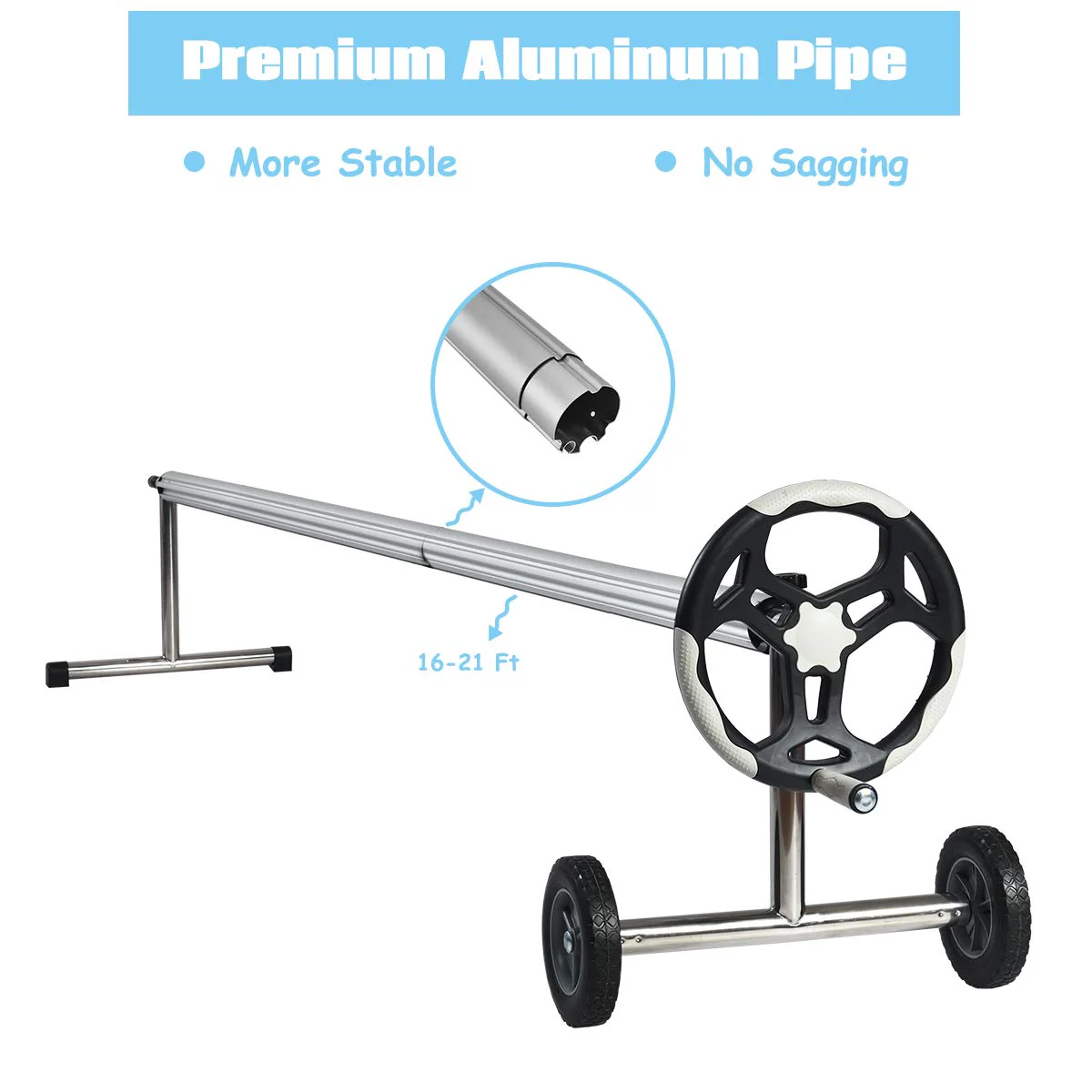 18FT Pool Cover Reel Set, Aluminum Pool Solar Cover Reel - Image 6