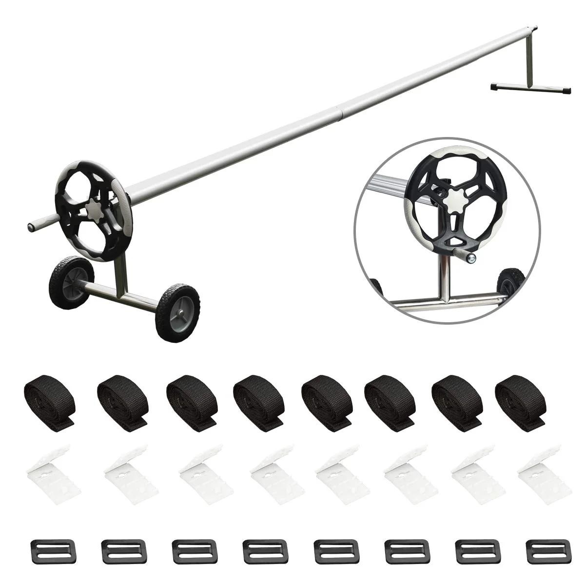 18FT Pool Cover Reel Set, Aluminum Pool Solar Cover Reel - Image 8