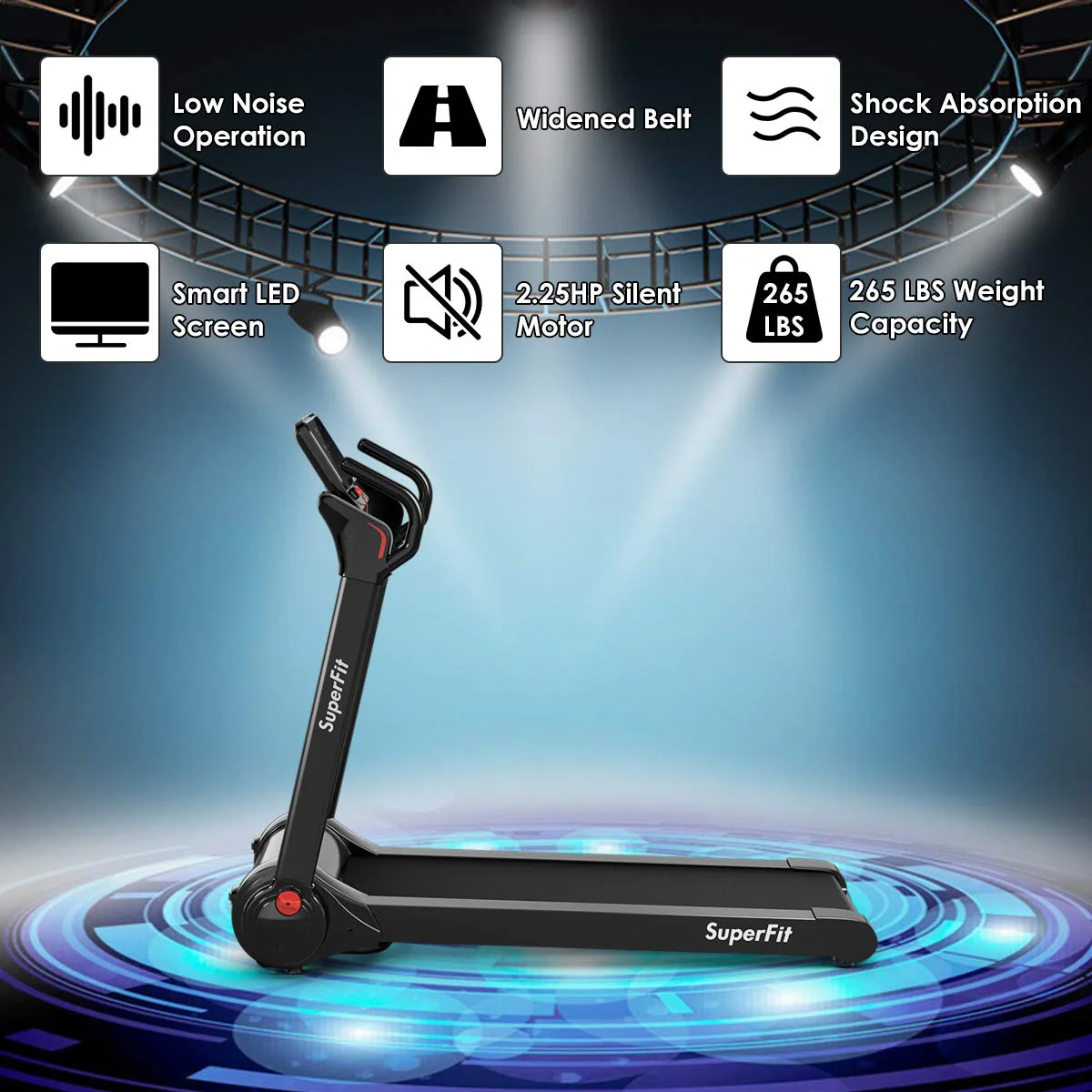 2.25HP Electric Folding Treadmill, Installation-Free Design with 8-Stage Damping System - Image 9