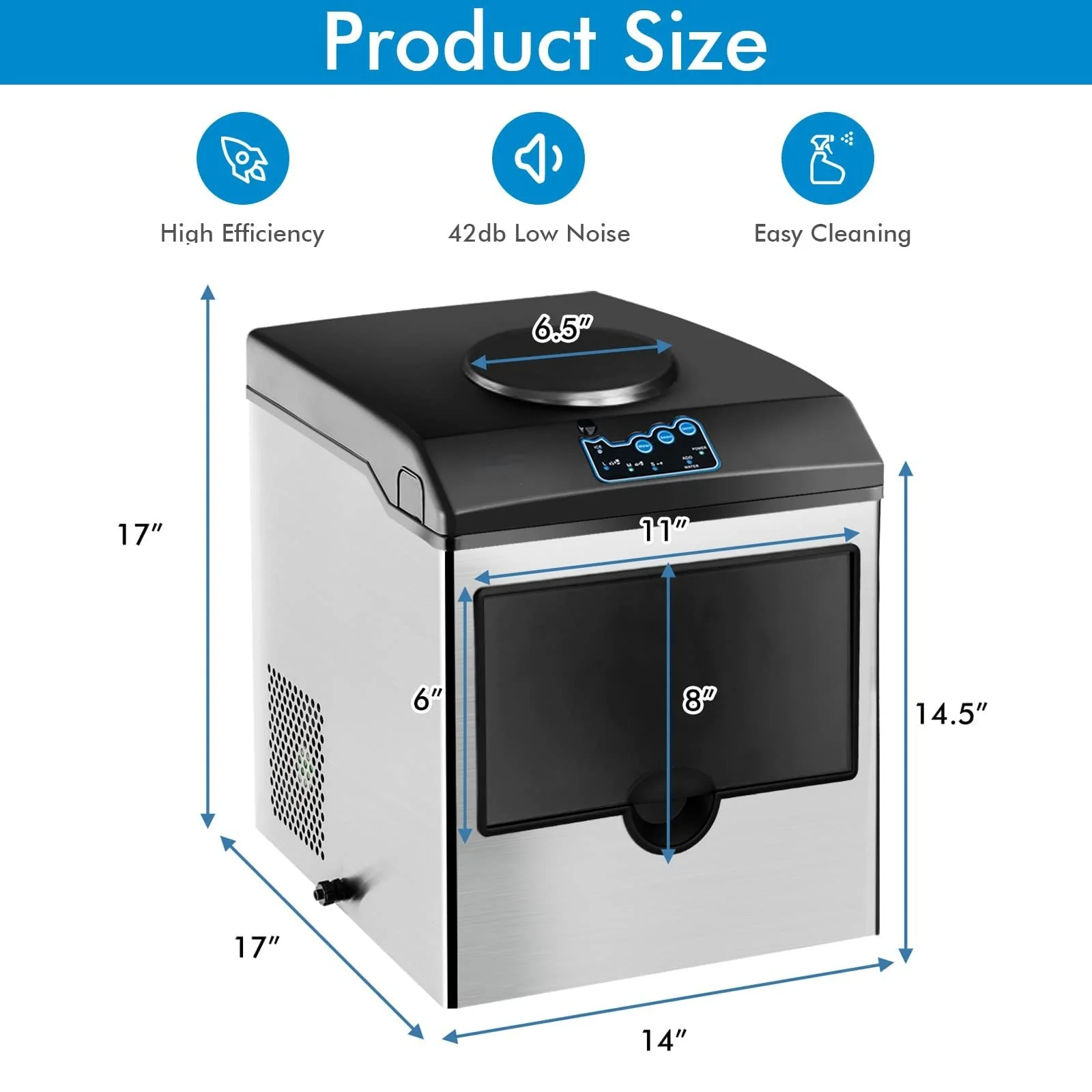 2 in 1 Countertop Ice Maker Machine with Water Cooler Dispenser Combo, 48LBS/24H, S-M-L 3 Sizes Bullet Ice - Image 7