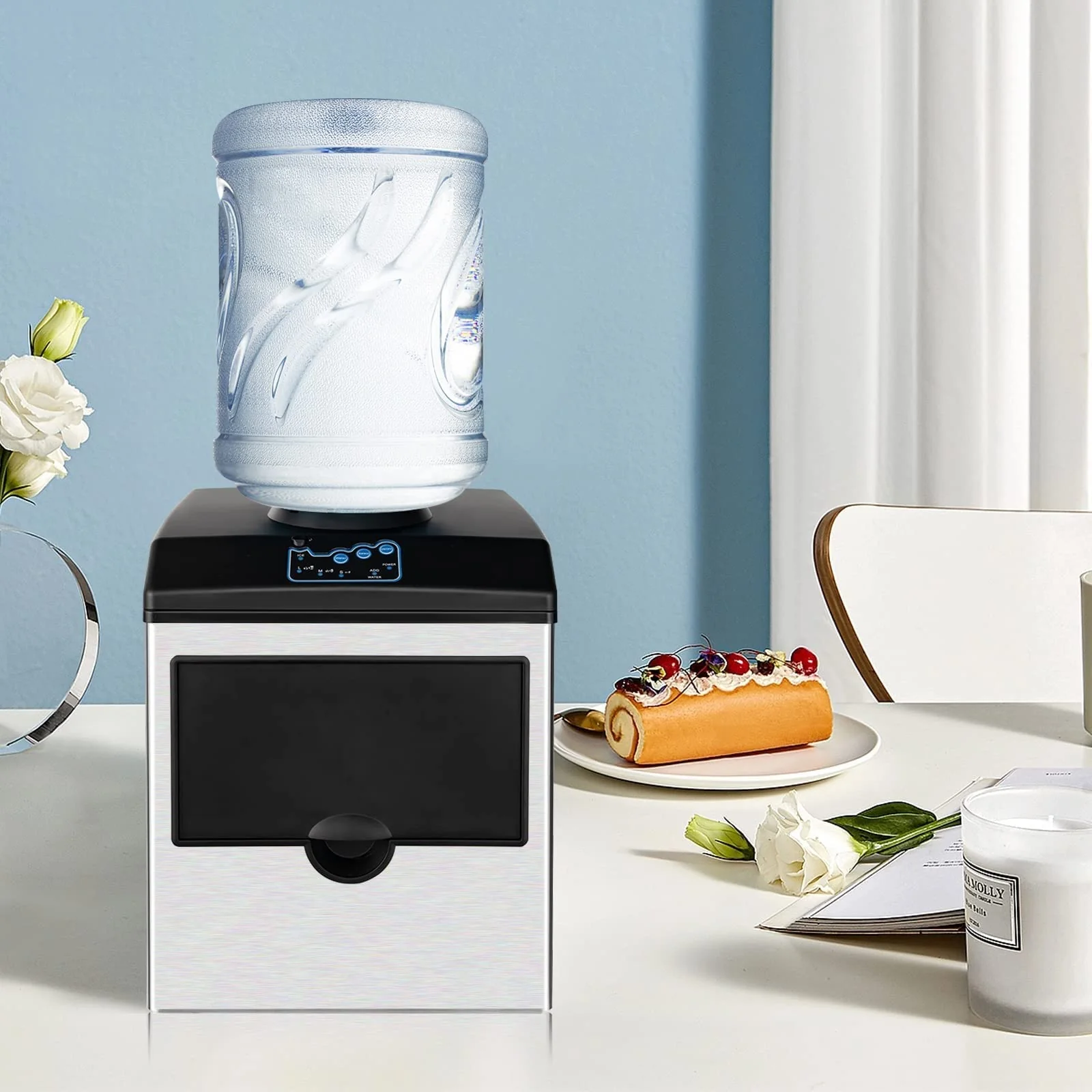 2 in 1 Countertop Ice Maker Machine with Water Cooler Dispenser Combo, 48LBS/24H, S-M-L 3 Sizes Bullet Ice - Image 8