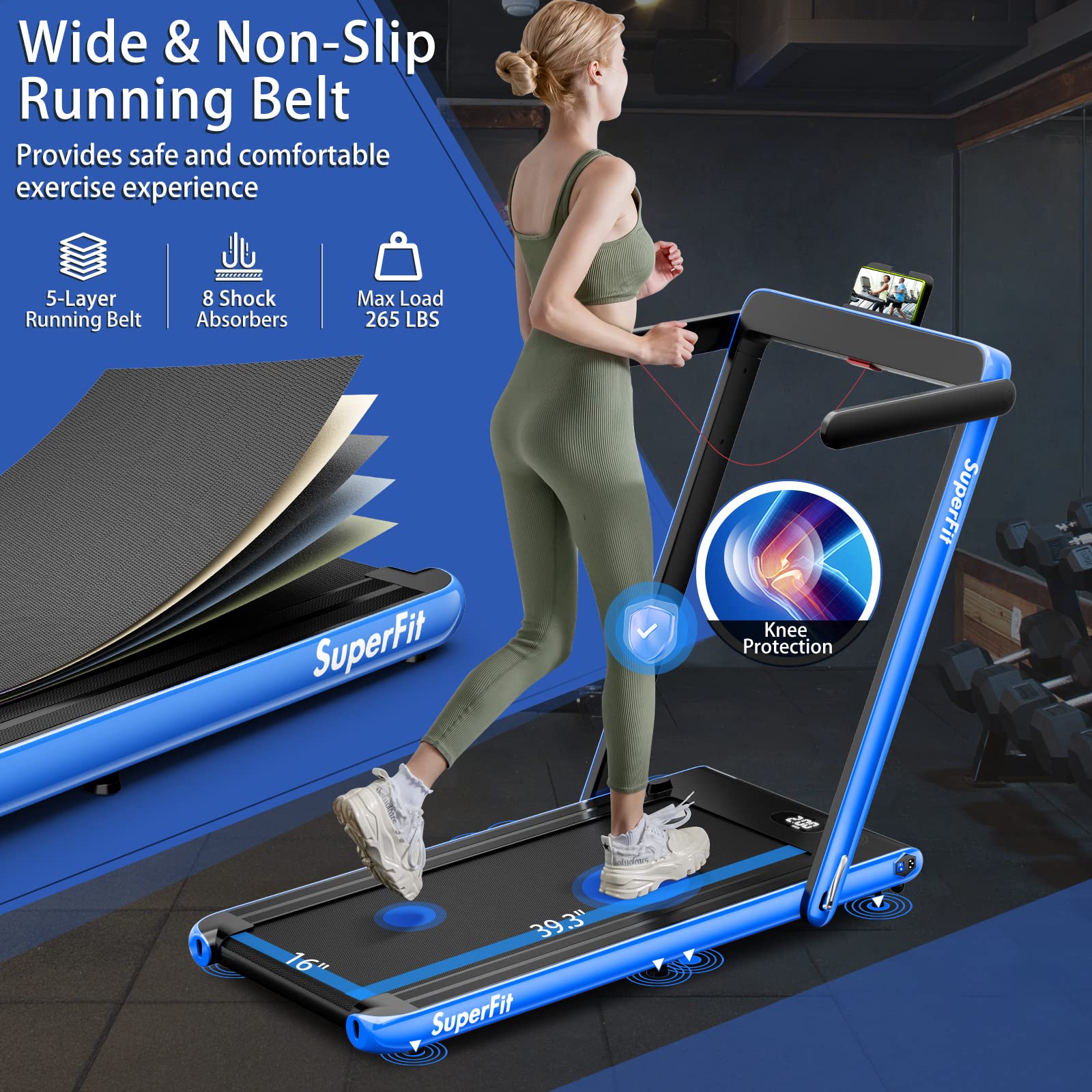 Goplus 2 in 1 Under Desk Treadmill, 2.25HP Superfit Folding Treadmills for Home Office w/Smart APP - Image 4