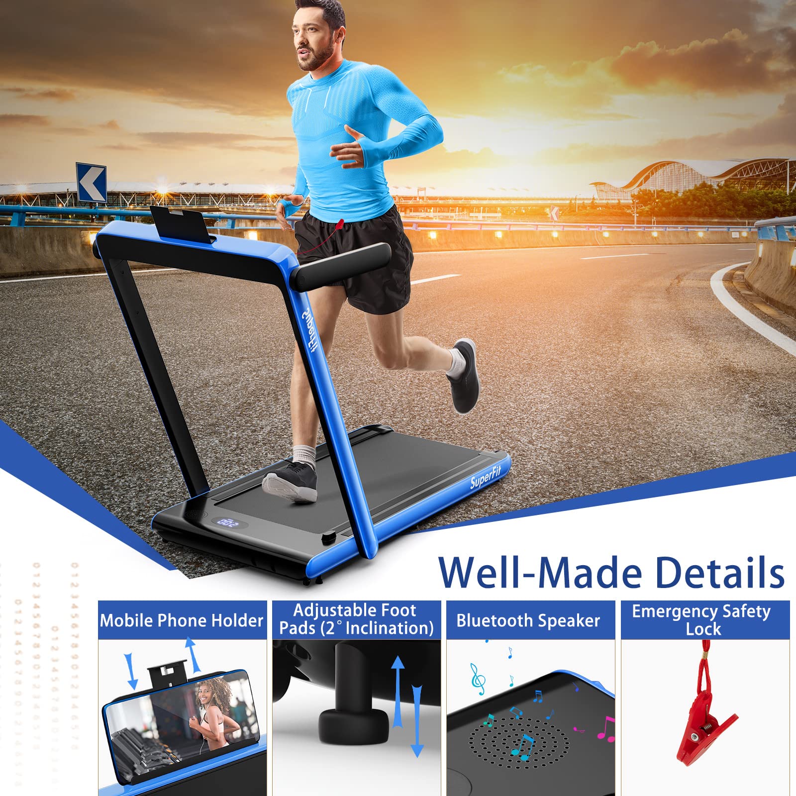 Goplus 2 in 1 Under Desk Treadmill, 2.25HP Superfit Folding Treadmills for Home Office w/Smart APP - Image 8