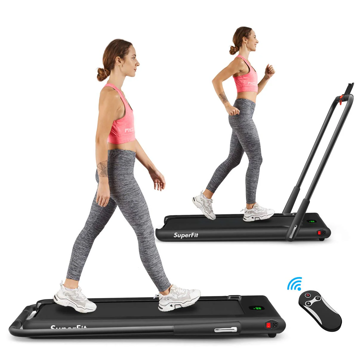 2 in 1 Folding Treadmill, 2.25HP Under Desk Electric Superfit Treadmill - Image 12