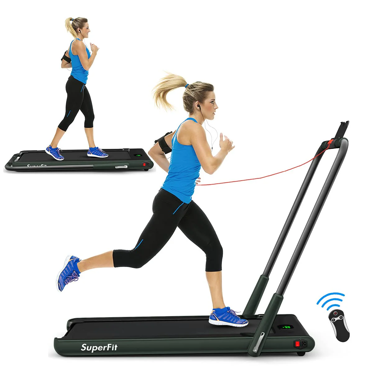 2 in 1 Folding Treadmill, 2.25HP Under Desk Electric Superfit Treadmill - Image 13