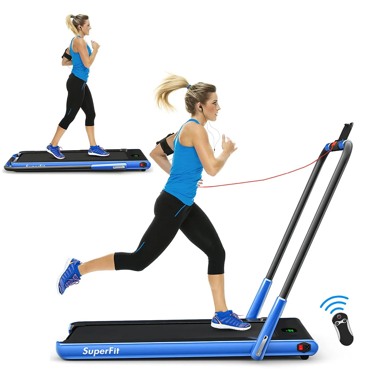 2 in 1 Folding Treadmill, 2.25HP Under Desk Electric Superfit Treadmill - Image 14