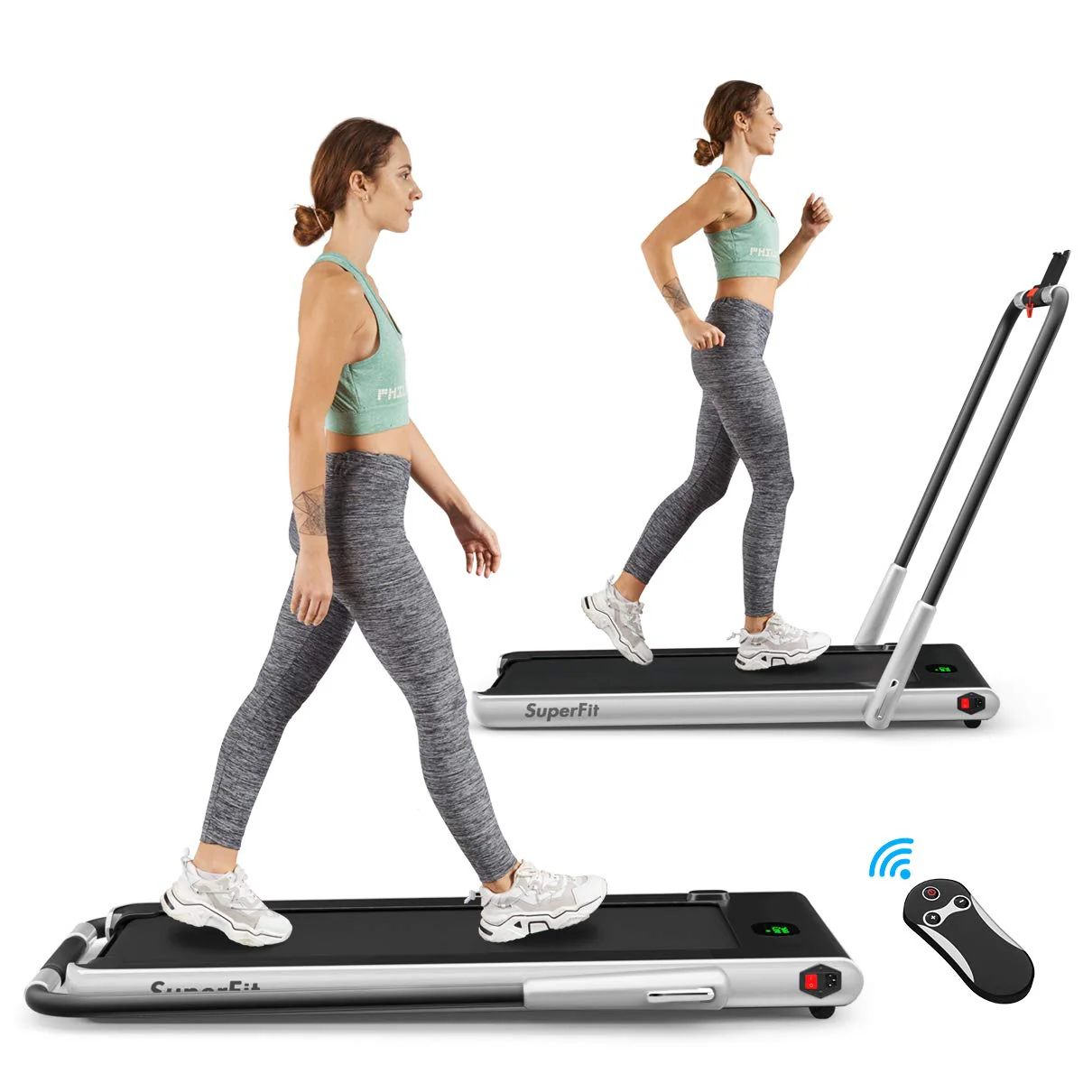 2 in 1 Folding Treadmill, 2.25HP Under Desk Electric Superfit Treadmill - Image 16