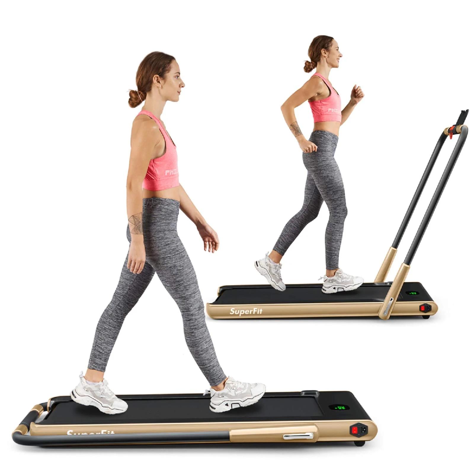 2 in 1 Folding Treadmill, 2.25HP Under Desk Electric Superfit Treadmill - Image 18