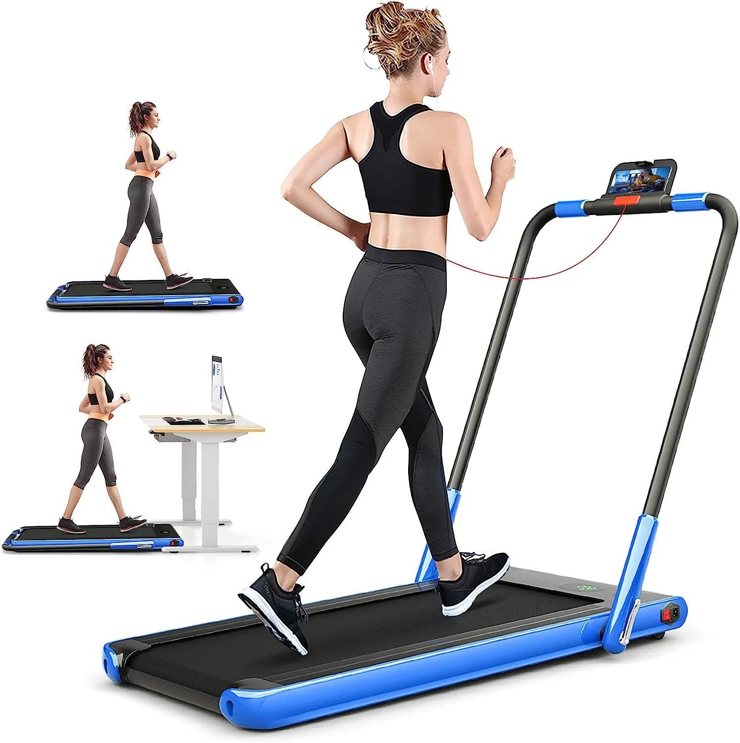 2 in 1 Folding Treadmill, 2.25HP Under Desk Electric Superfit Treadmill - Image 20