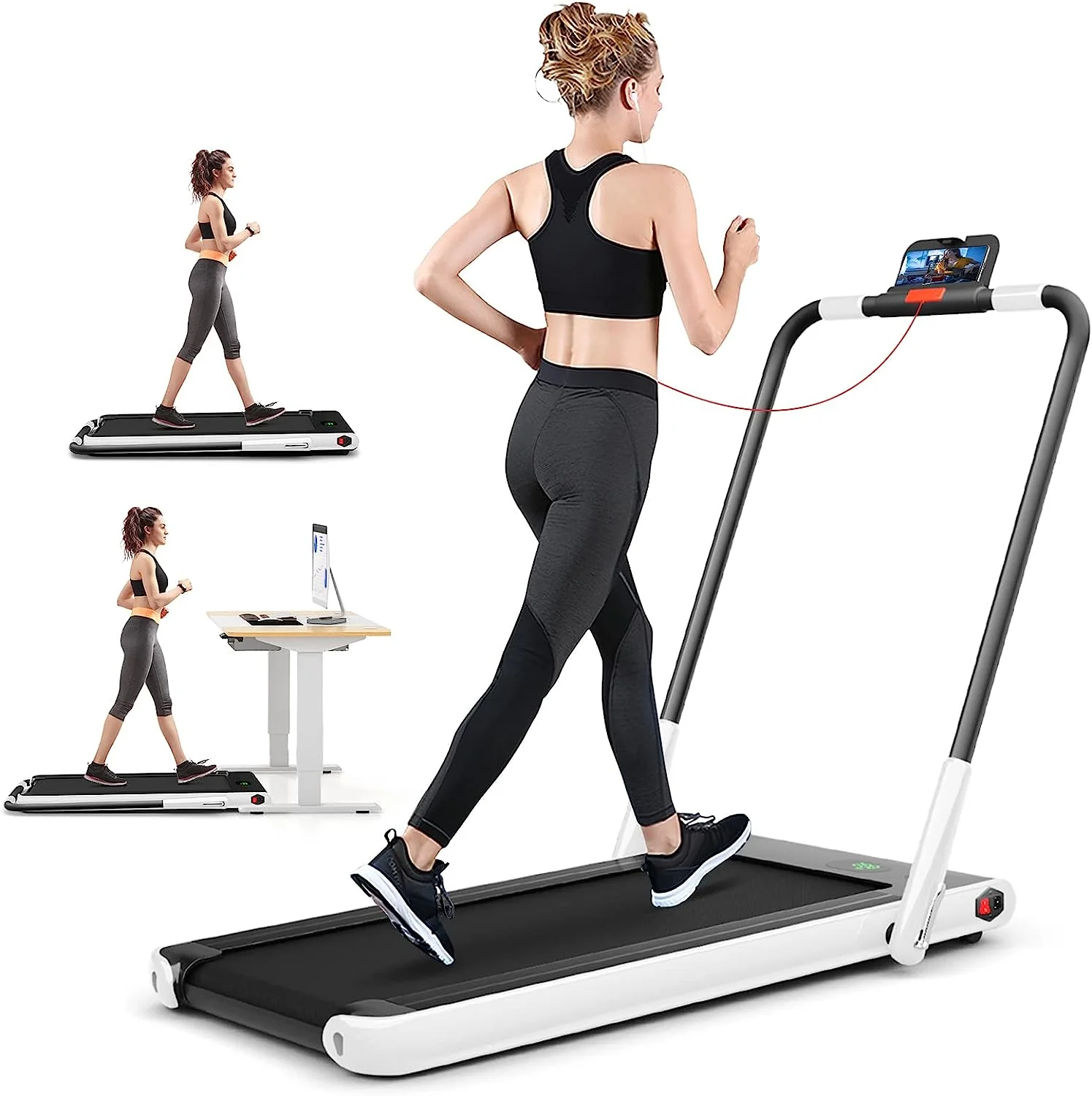 2 in 1 Folding Treadmill, 2.25HP Under Desk Electric Superfit Treadmill - Image 21