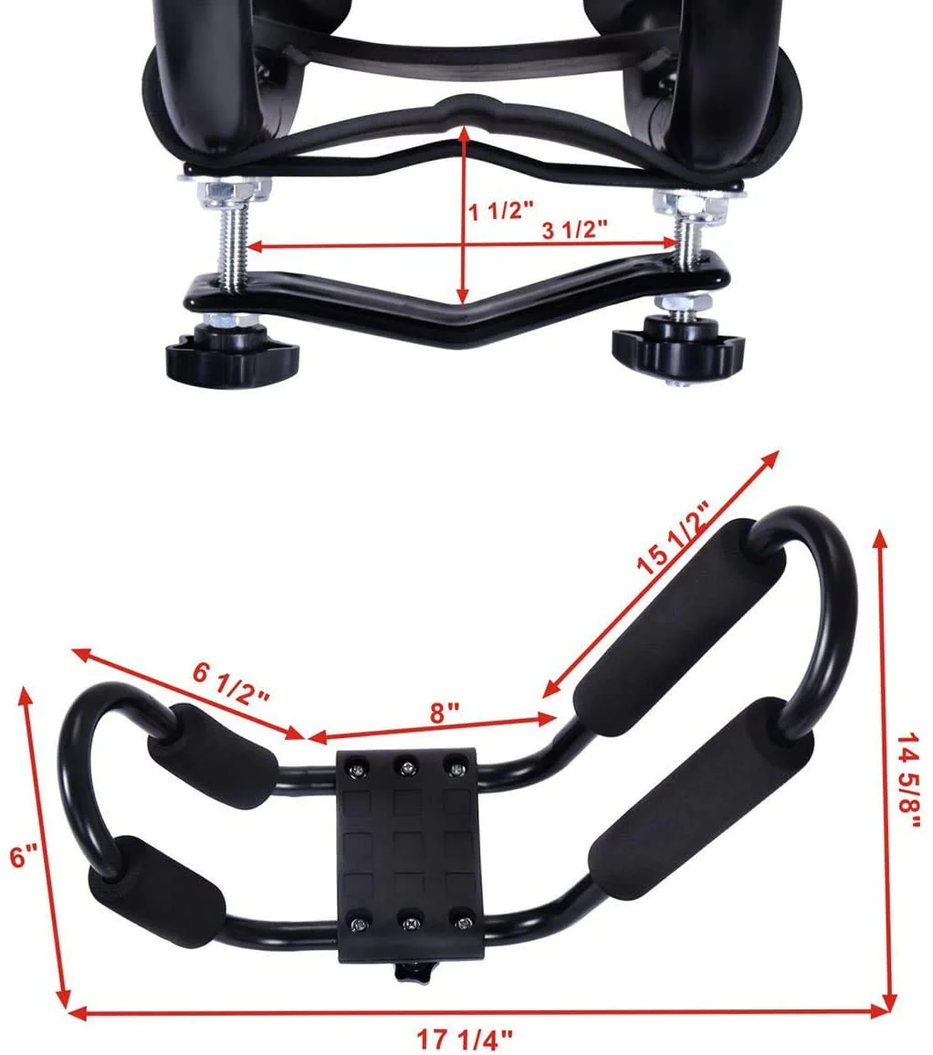 2 Pairs Kayak Roof Rack, Universal Kayak Carrier J-Bar Rack with 4 Tie Down Straps - Image 3