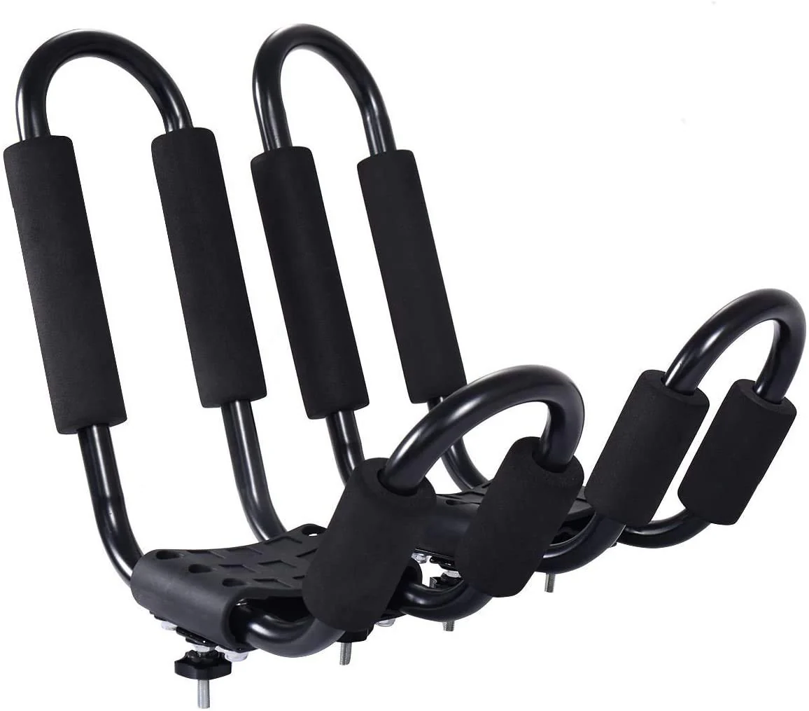 2 Pairs Kayak Roof Rack, Universal Kayak Carrier J-Bar Rack with 4 Tie Down Straps - Image 5