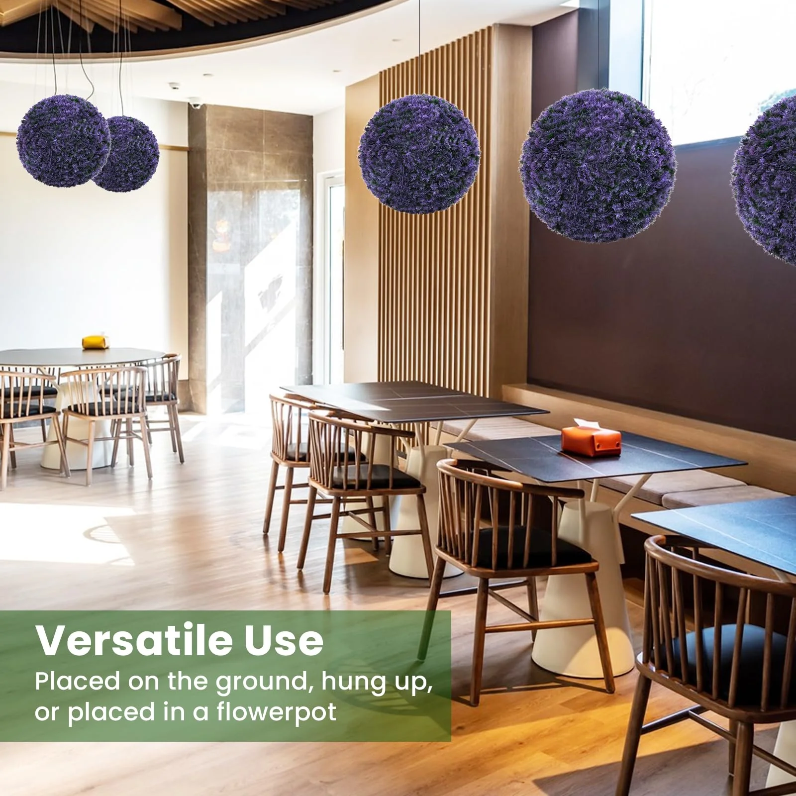 Goplus 2 PCS 15 Inch Artificial Plant Topiary Ball Round Faux Lavender Balls Outdoor - Image 8