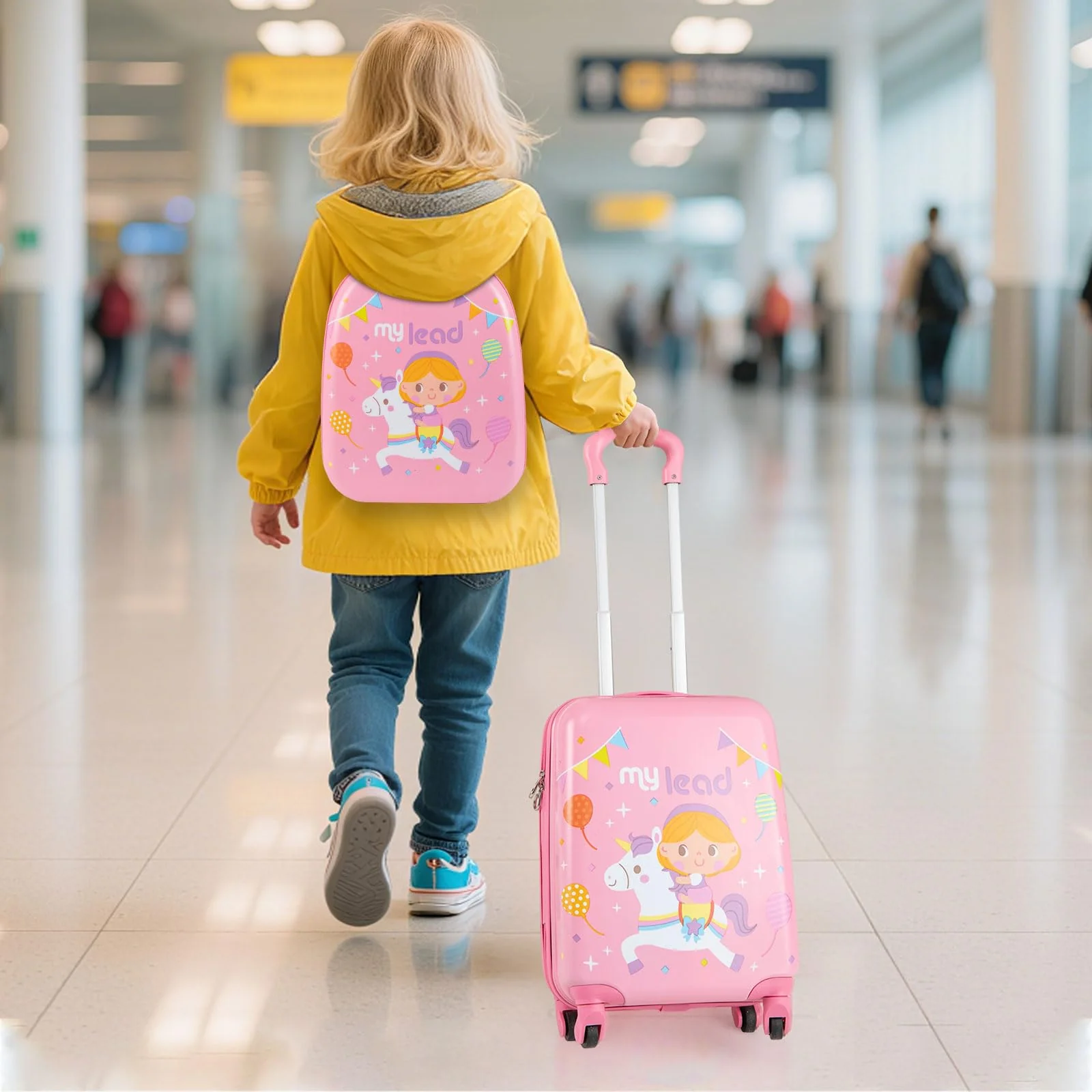 2 PCS Kid Luggage Set With Spinner Wheels for Children Boys Girls-Pink - Image 8