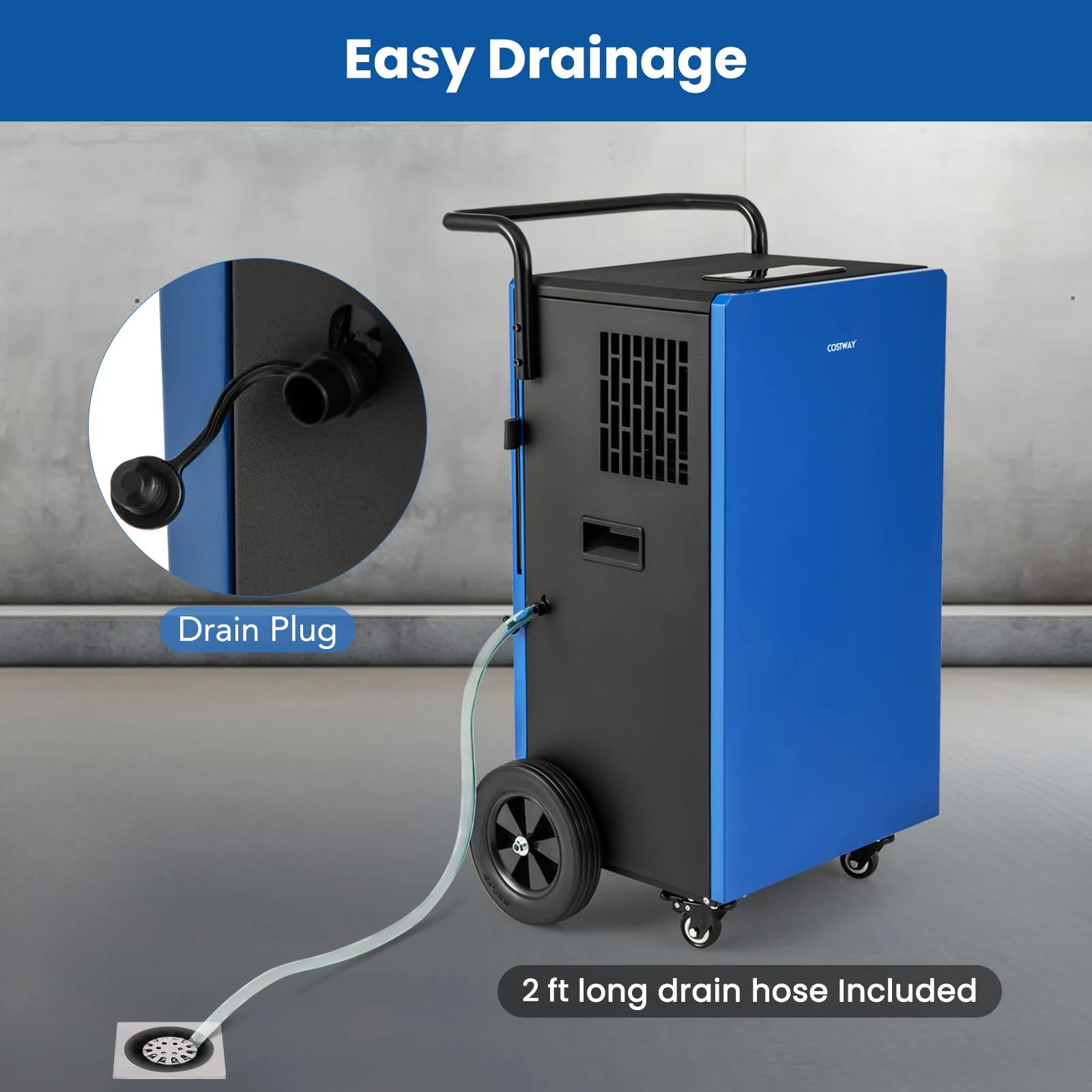 215 Pints Commercial Dehumidifier w/Drain Hose, Industrial Heavy Duty Dehumidifier w/ 24H Timer - Image 7