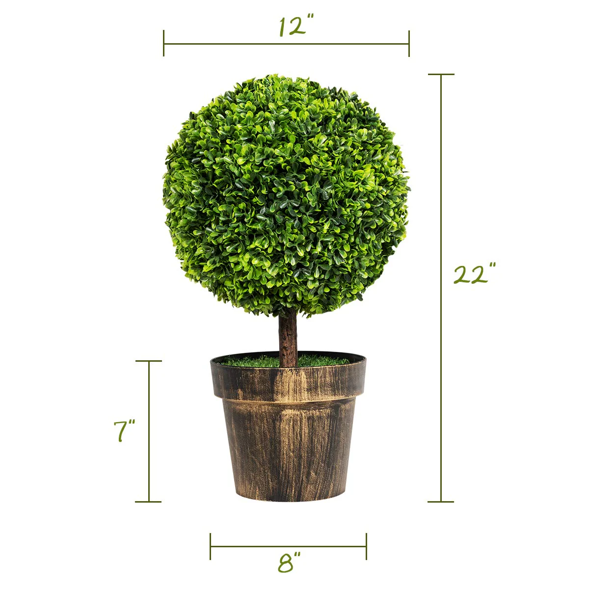 22" Artificial Ball Shaped Tree, Boxwood Tabletop Plant - Image 8