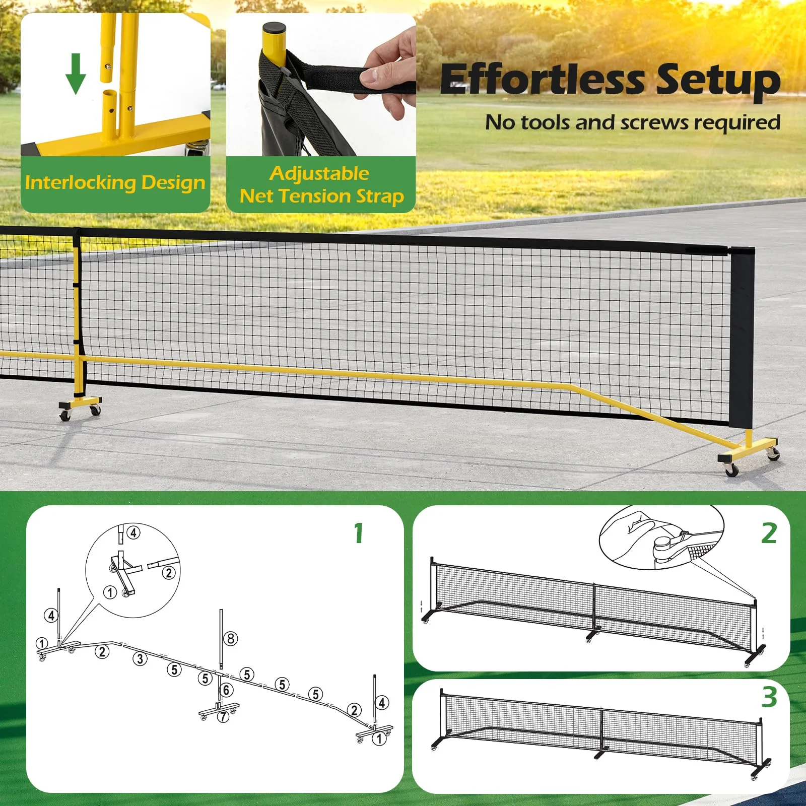 22FT Regulation Size Pickle Ball Net System with Strong Metal Frame - Image 8