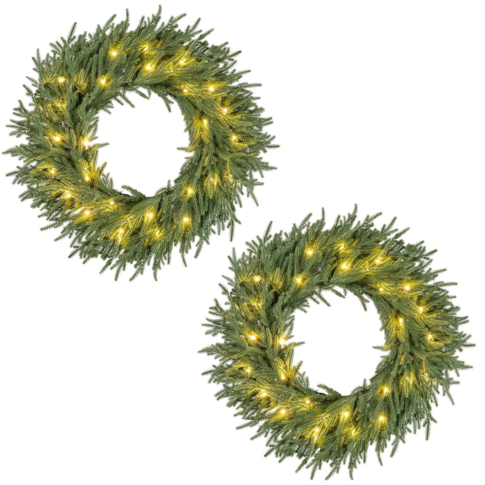 24 Inch Pre-lit Christmas Wreath with 108 Branch Tips and 35 Warm White LED Lights for Wall Window-1 piece - Image 8