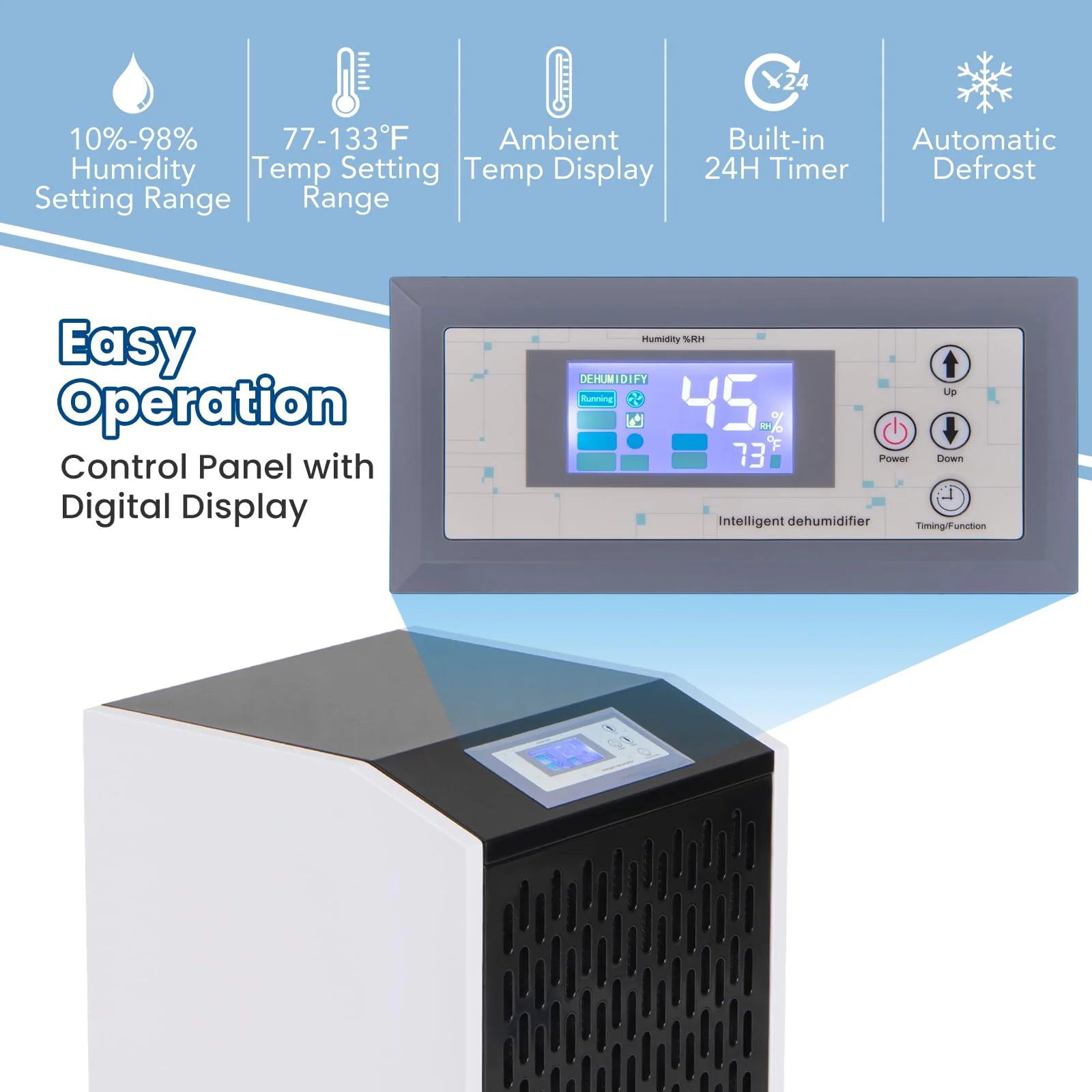 250 Pints Commercial Dehumidifier with Drain Hose, Industrial Heavy Duty Dehumidifier - Image 6