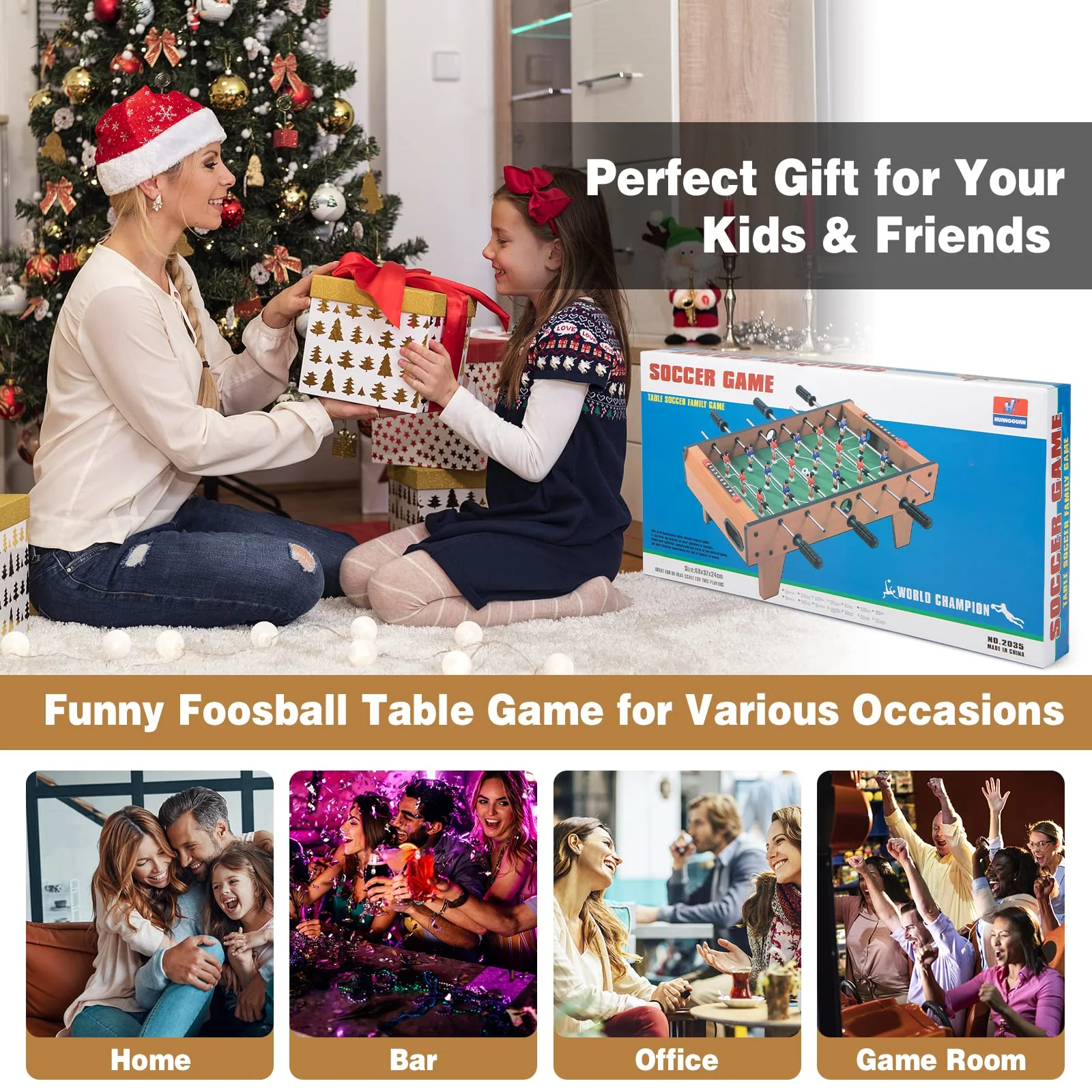 27" Foosball Table, Portable Tabletop Soccer Game - Image 9