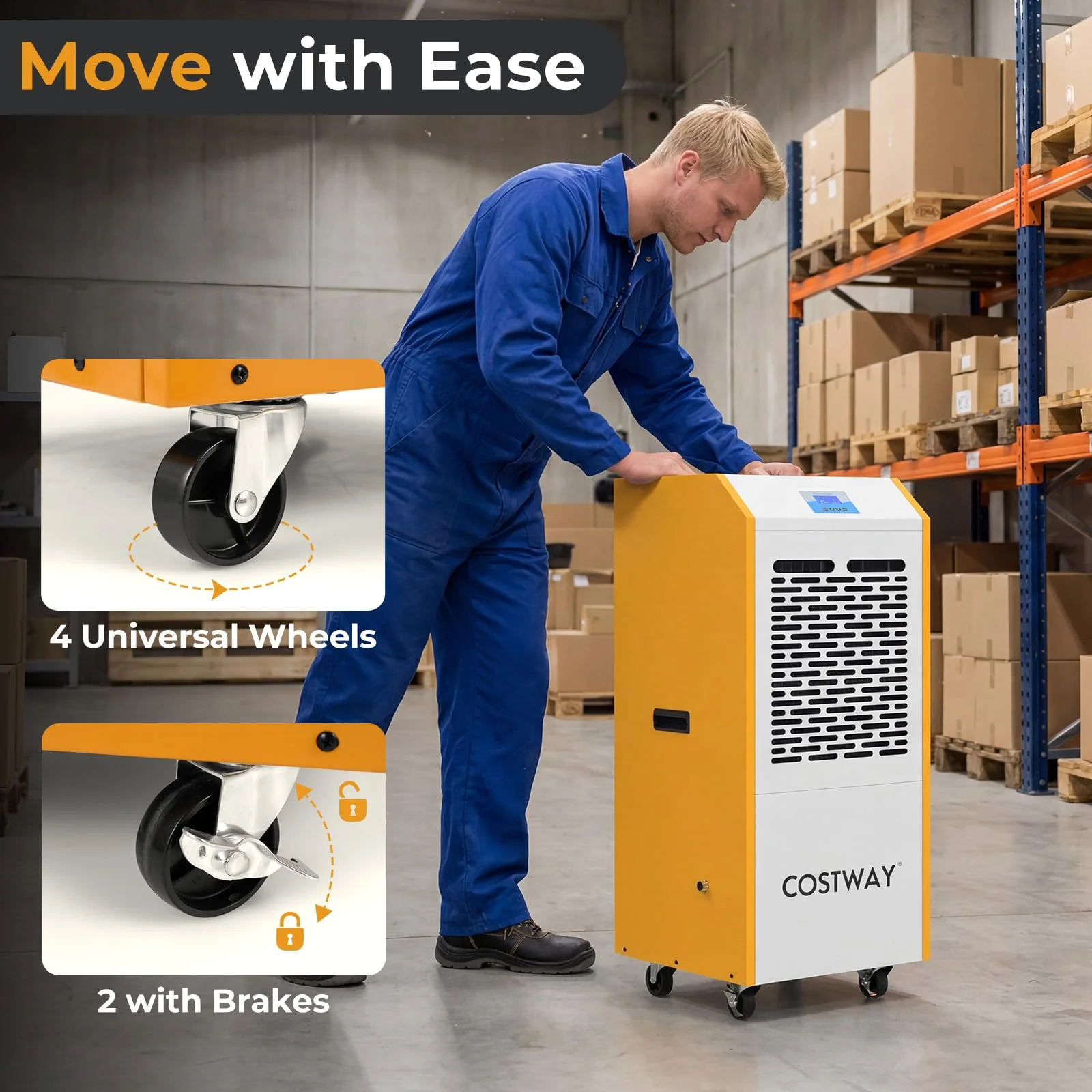 290 Pints Commercial Dehumidifier with Pump, Industrial Dehumidifier with Drain Hose, 24H Timer & Wheels for Basement - Image 5