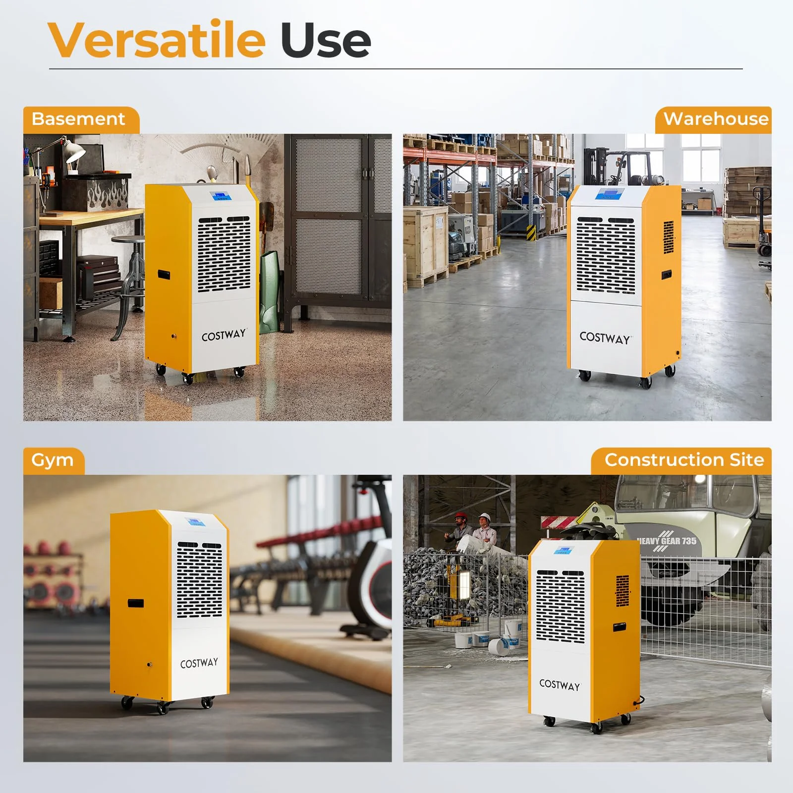 290 Pints Commercial Dehumidifier with Pump, Industrial Dehumidifier with Drain Hose, 24H Timer & Wheels for Basement - Image 6
